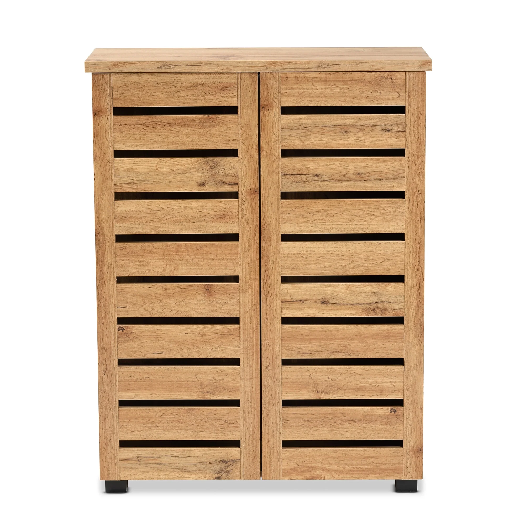 Adalwin Modern Oak Brown Finished Wood 2-Door Shoe Cabinet