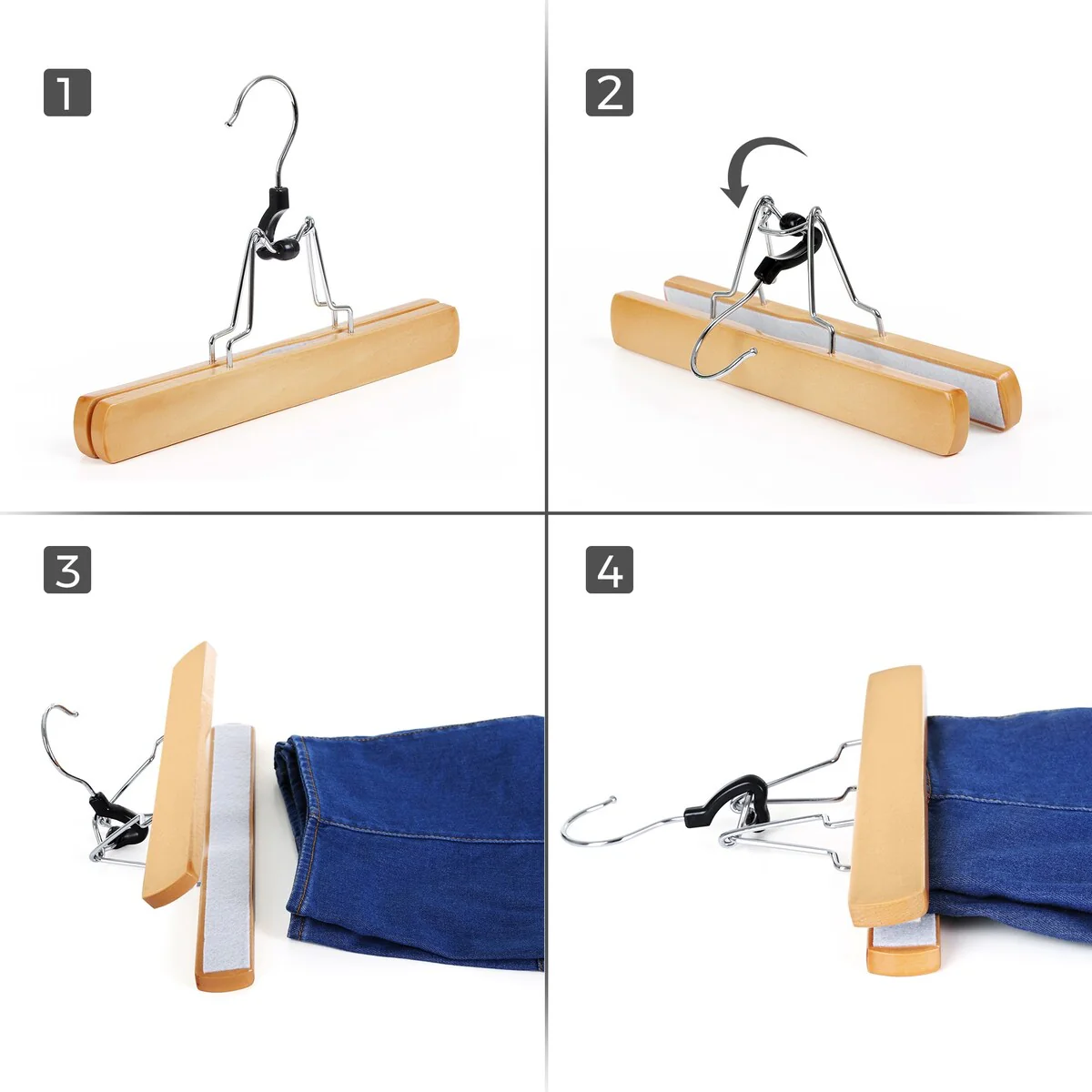 Wooden Pants Hangers 12 Pack - 12 Packs