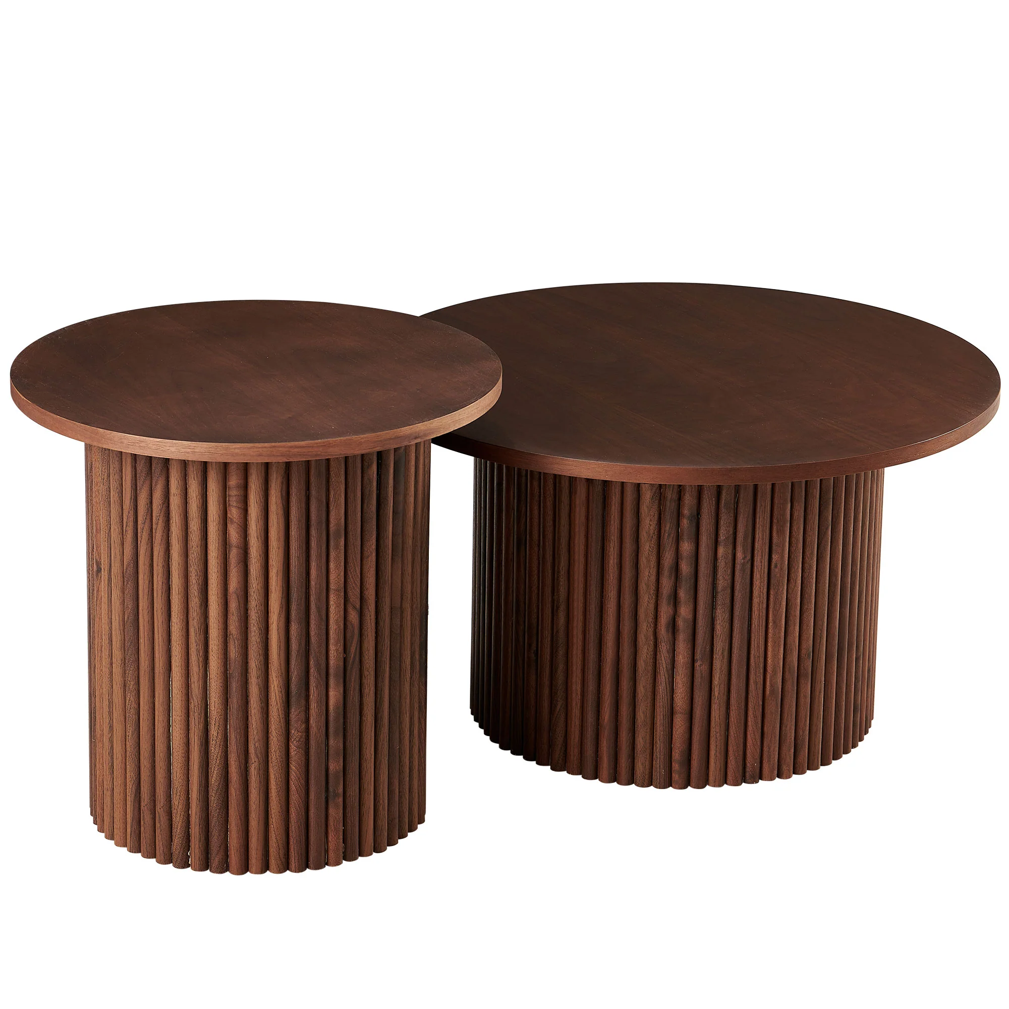 Fantasia Round Coffee Table Set with Column Design, Set of 2