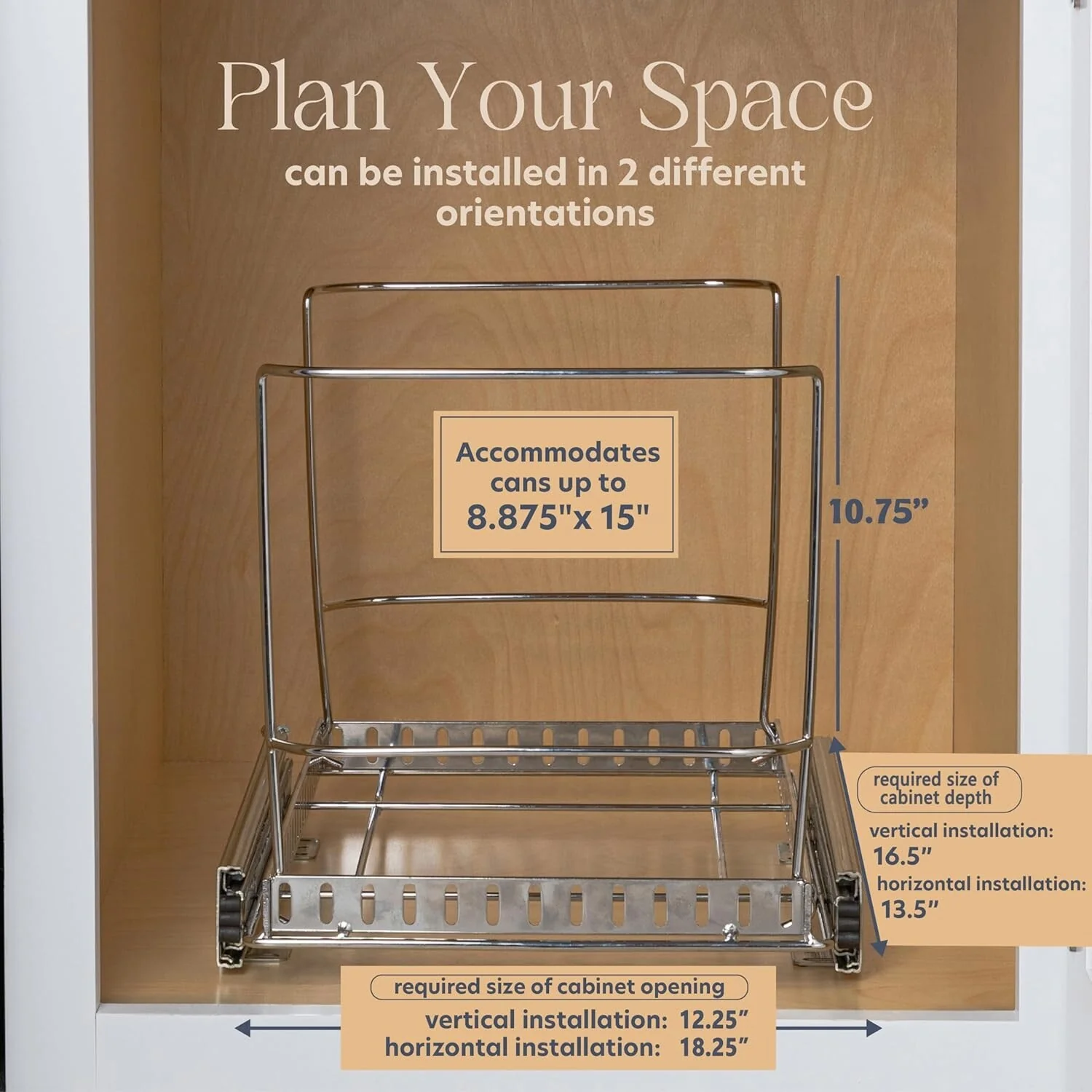 Hold N' Storage Pull Out Trash Can Under Cabinet - Trash Can Not Included, Heavy Duty
