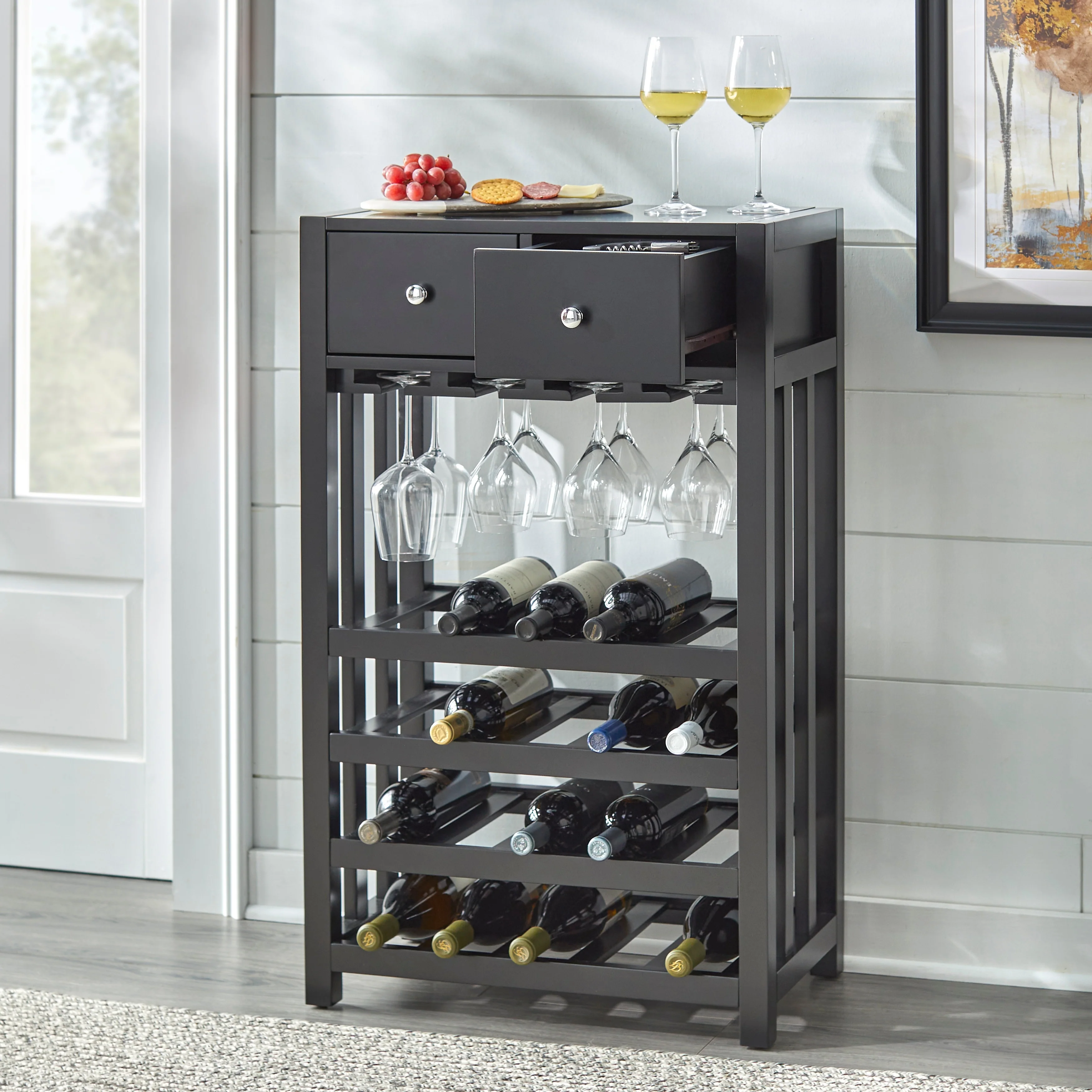 Simple Living Pinot Wood 20-bottle Bar Cabinet
