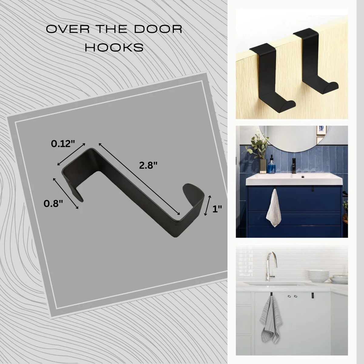 2 Stainless Steel Over the Door Hooks Space Saver Organizer 2 Pack - N/A