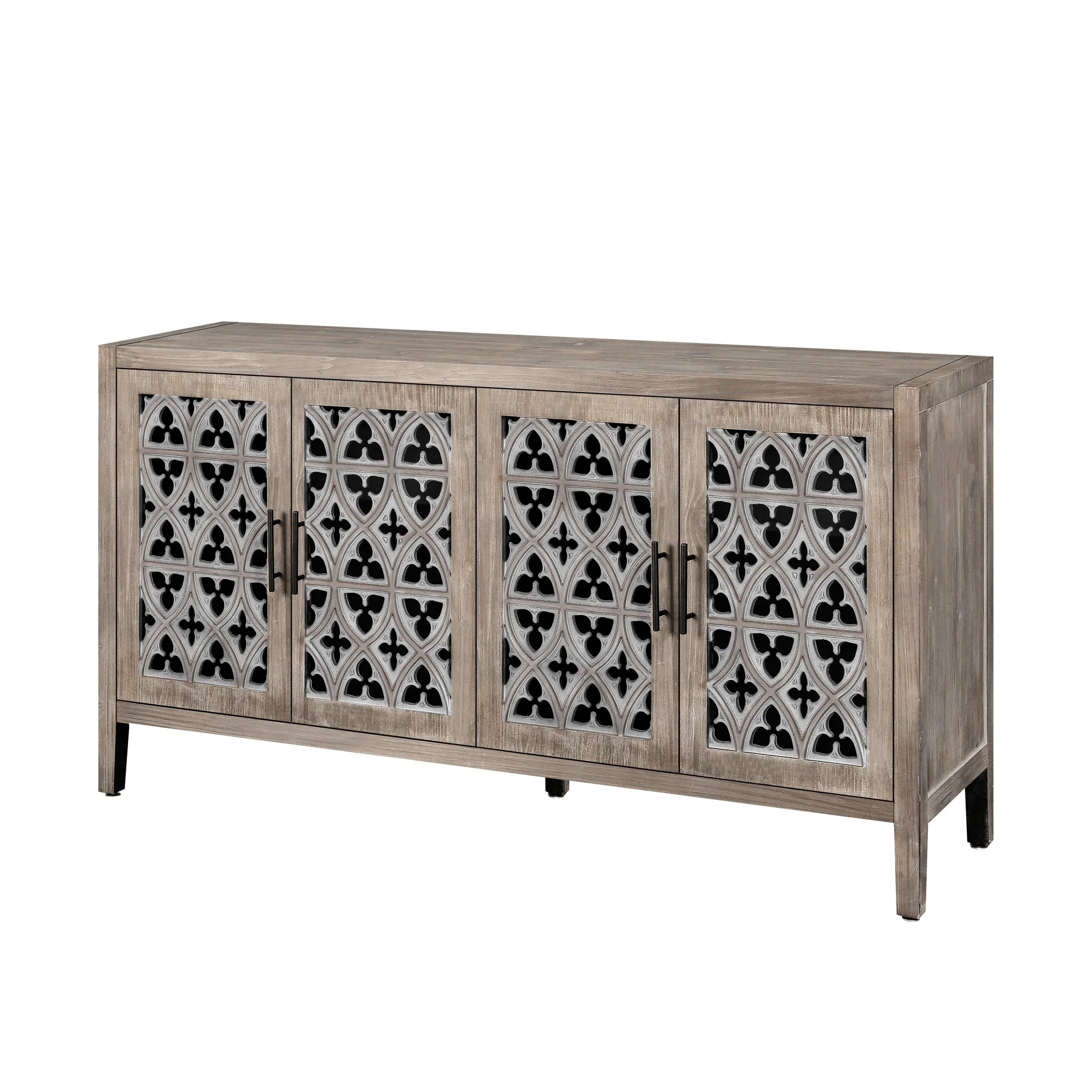 Colossus Wood Cabinet with Floral Pattern and 4 Doors