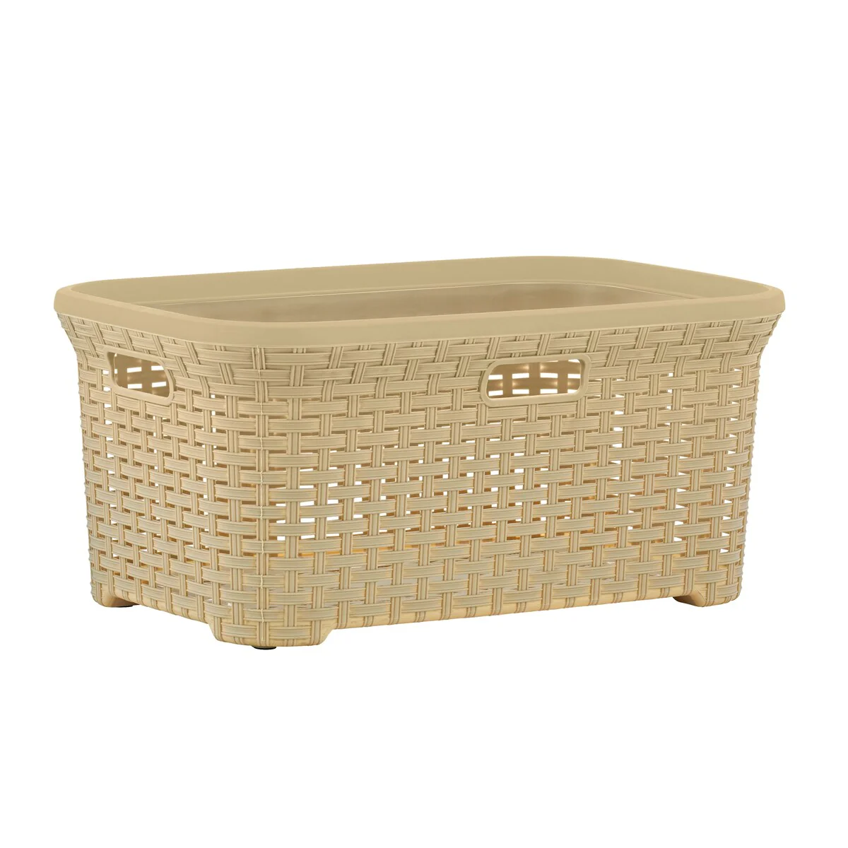 Superio Large Wicker Laundry Basket with Cutout Carry Handles - Capacity: 50l