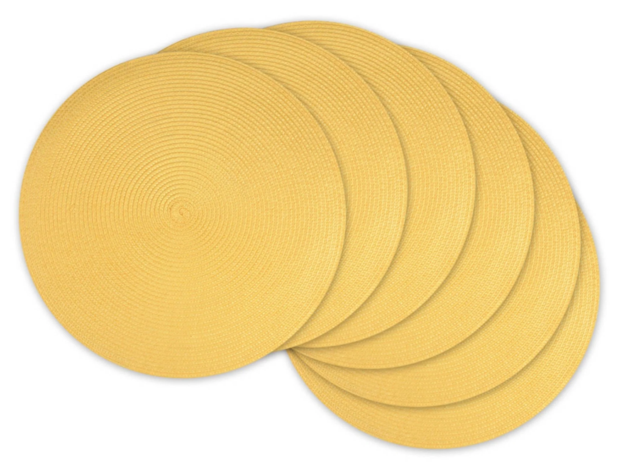 Yellow Round Woven Placemats, Set Of 6