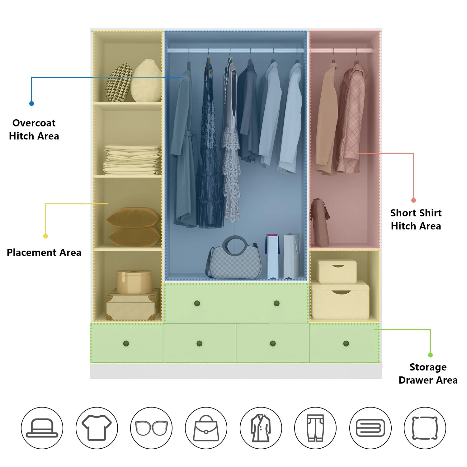 Contemporary Modern Freestanding Wardrobe Armoire Closet, 70