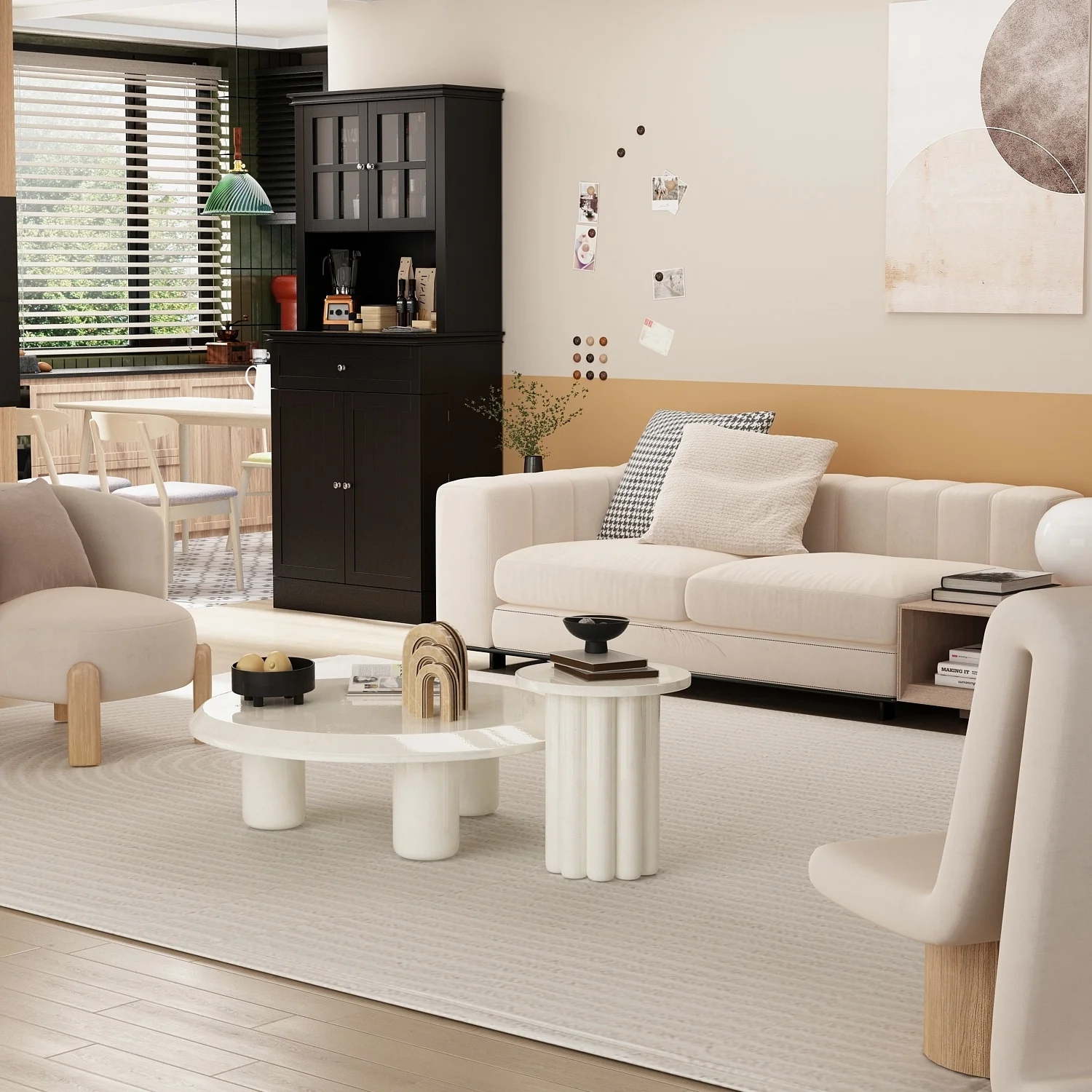 Long Standing Kitchen Cabinet with Large Open Space for Microwave - 30