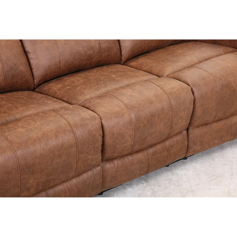 Maroske 79'' Top Leather Square Arms Reclining Sofa with Hidden Cupholder<!-- --> <!-- -->(Set of 2)