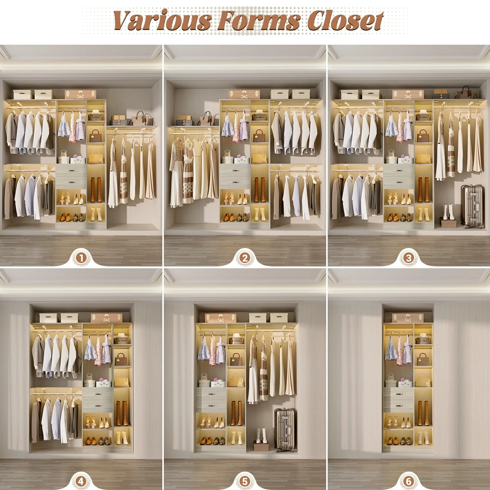 31.5'' to 96'' W Closet Organizer System with Drawers and Tower Shelves for Reach-in and Walk-in Closet