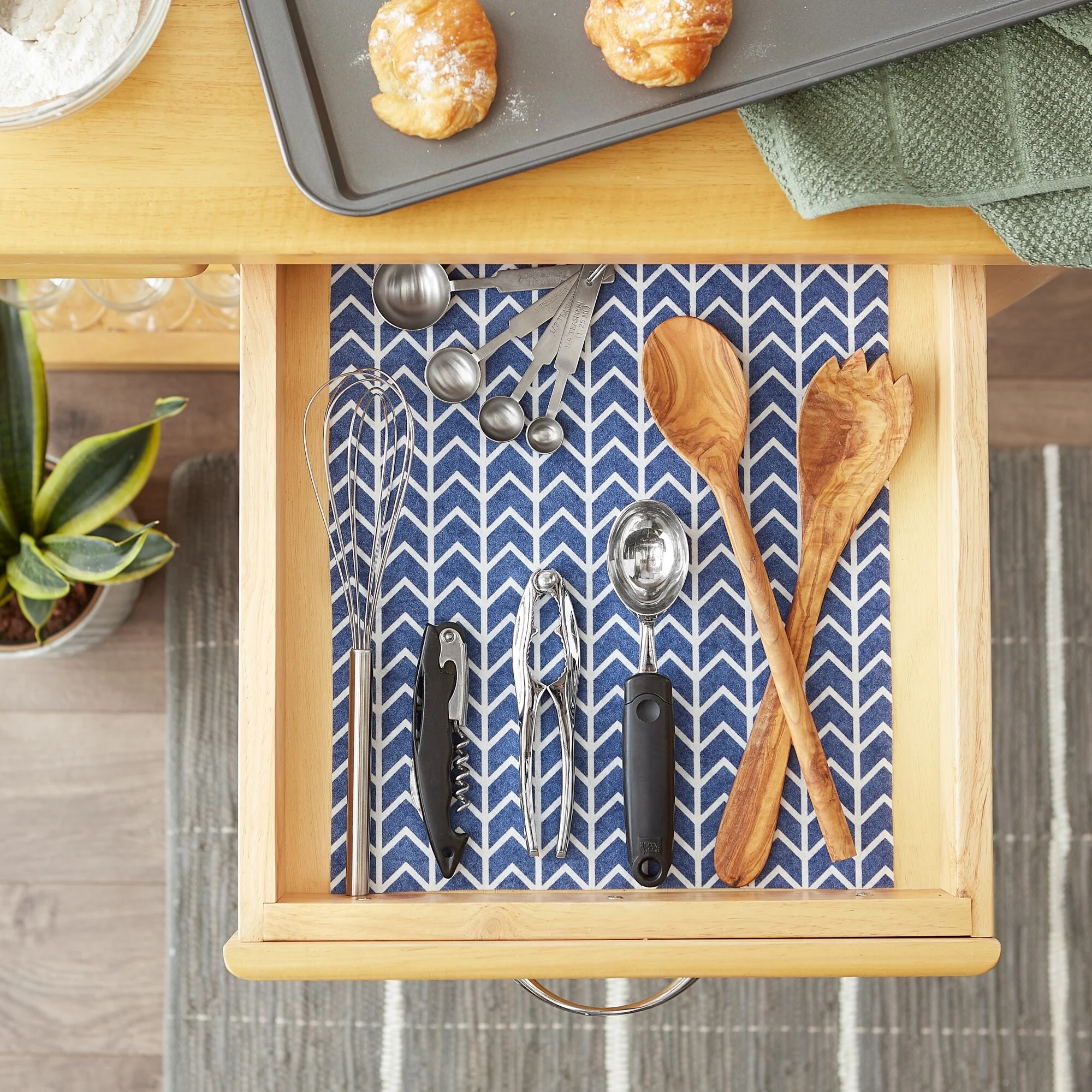 DII Nautical Blue Market Print Fridge Liner (Set of 6)