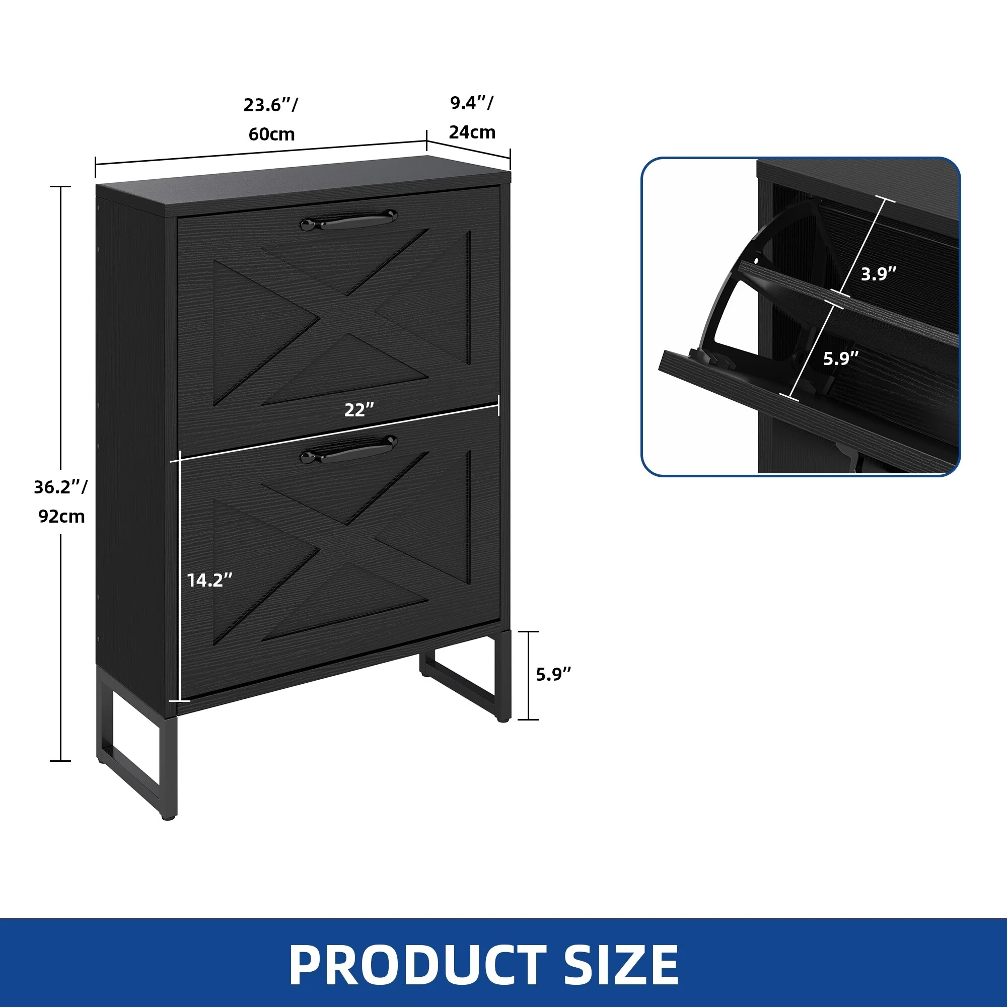 Moasis Shoe Storage Cabinet with 2 Flip Drawers Narrow Shoes Rack Organizer
