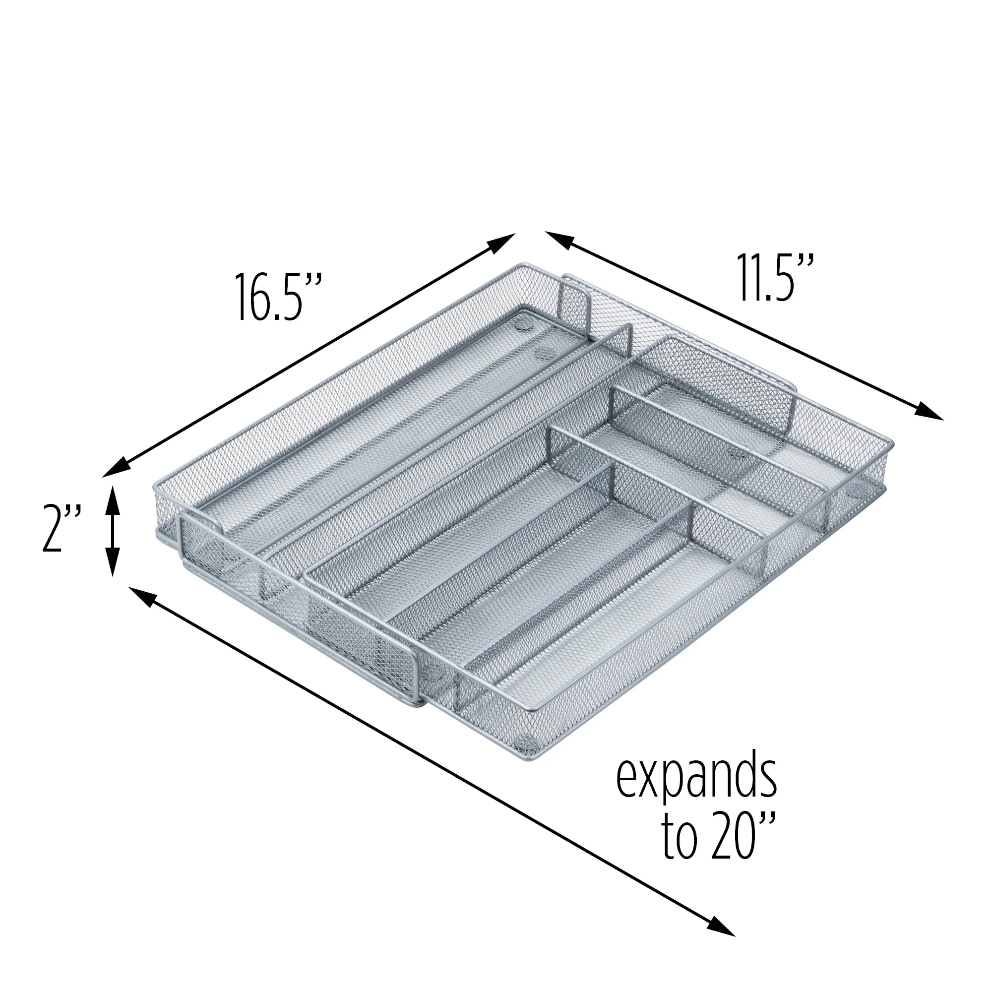 Honey-Can-Do Silver Steel 7-Compartment Expandable Drawer Organizer