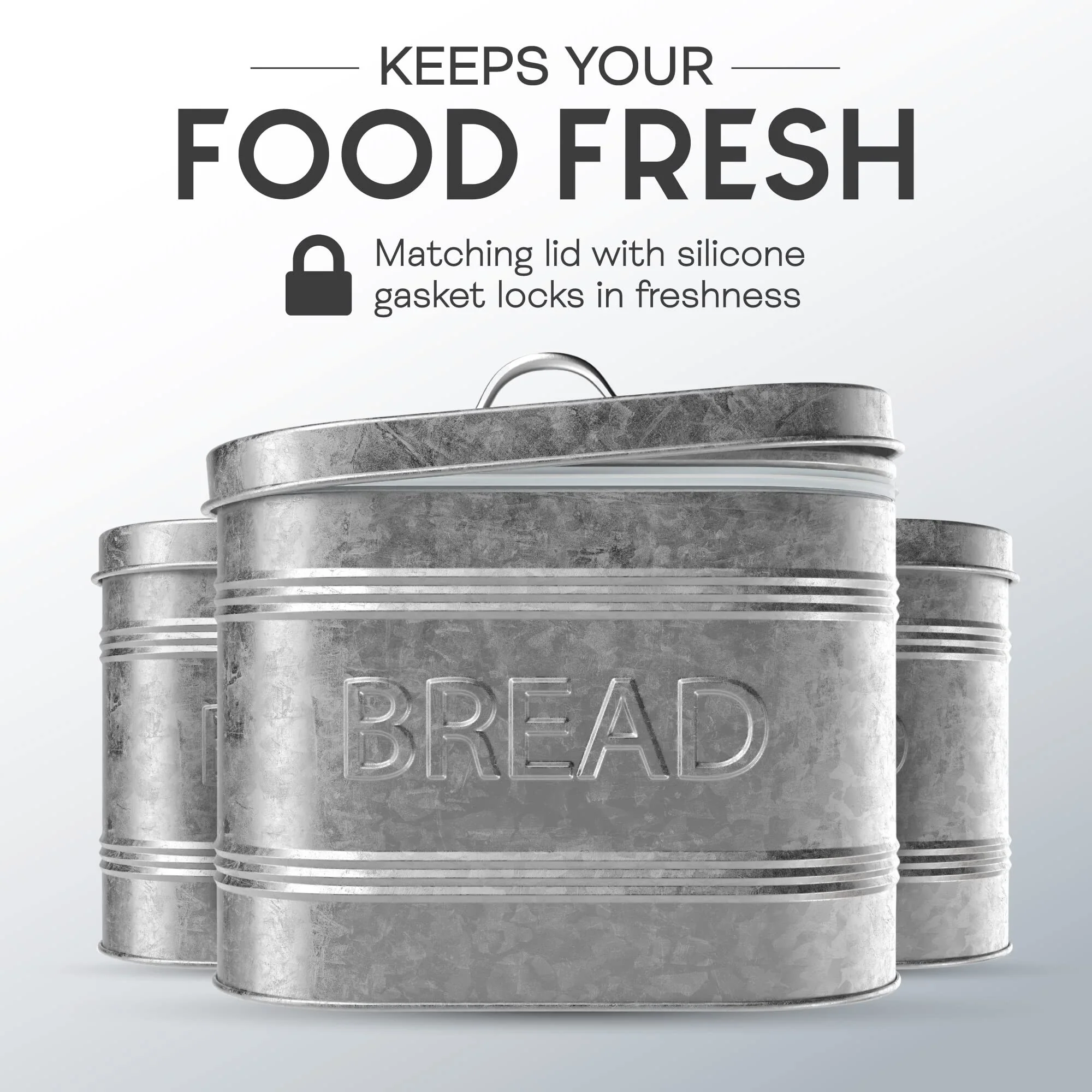 Amici Home Rustic Kitchen Galvanized Metal Bread Storage Bin 288 oz