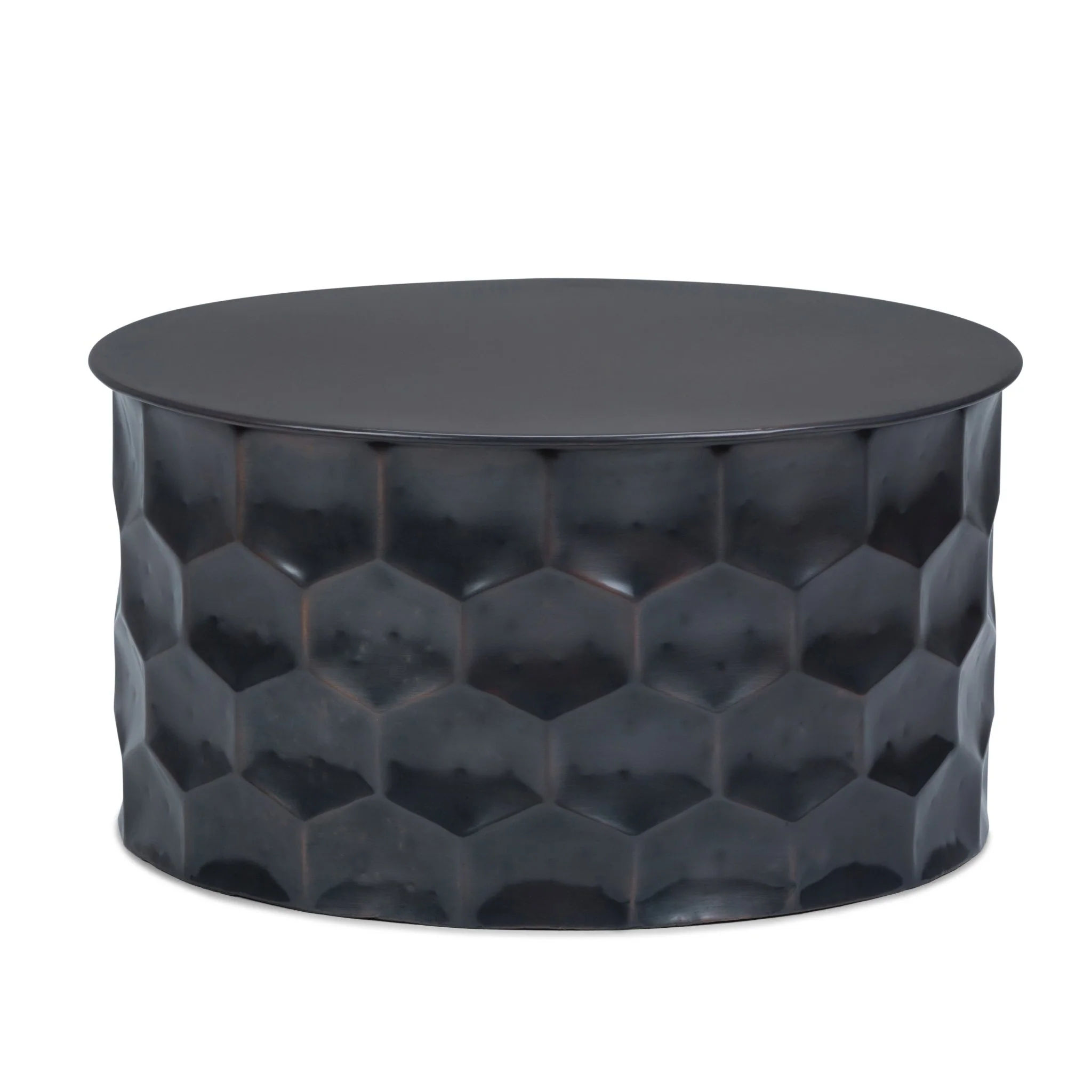 Metal Coffee Table with Removable Round Top and Honey Comb Design