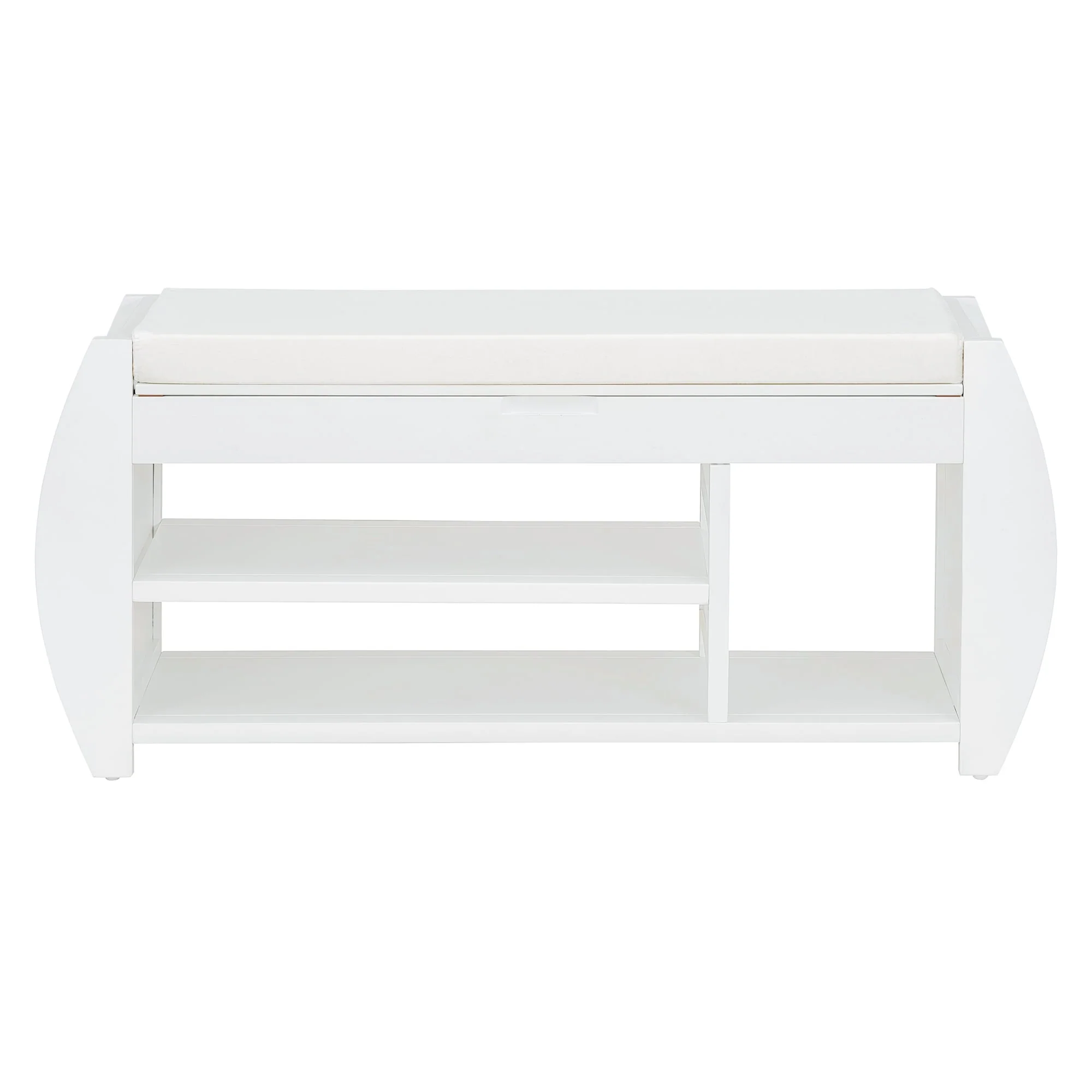Shoe Storage Bench with Cushion and Curved Side