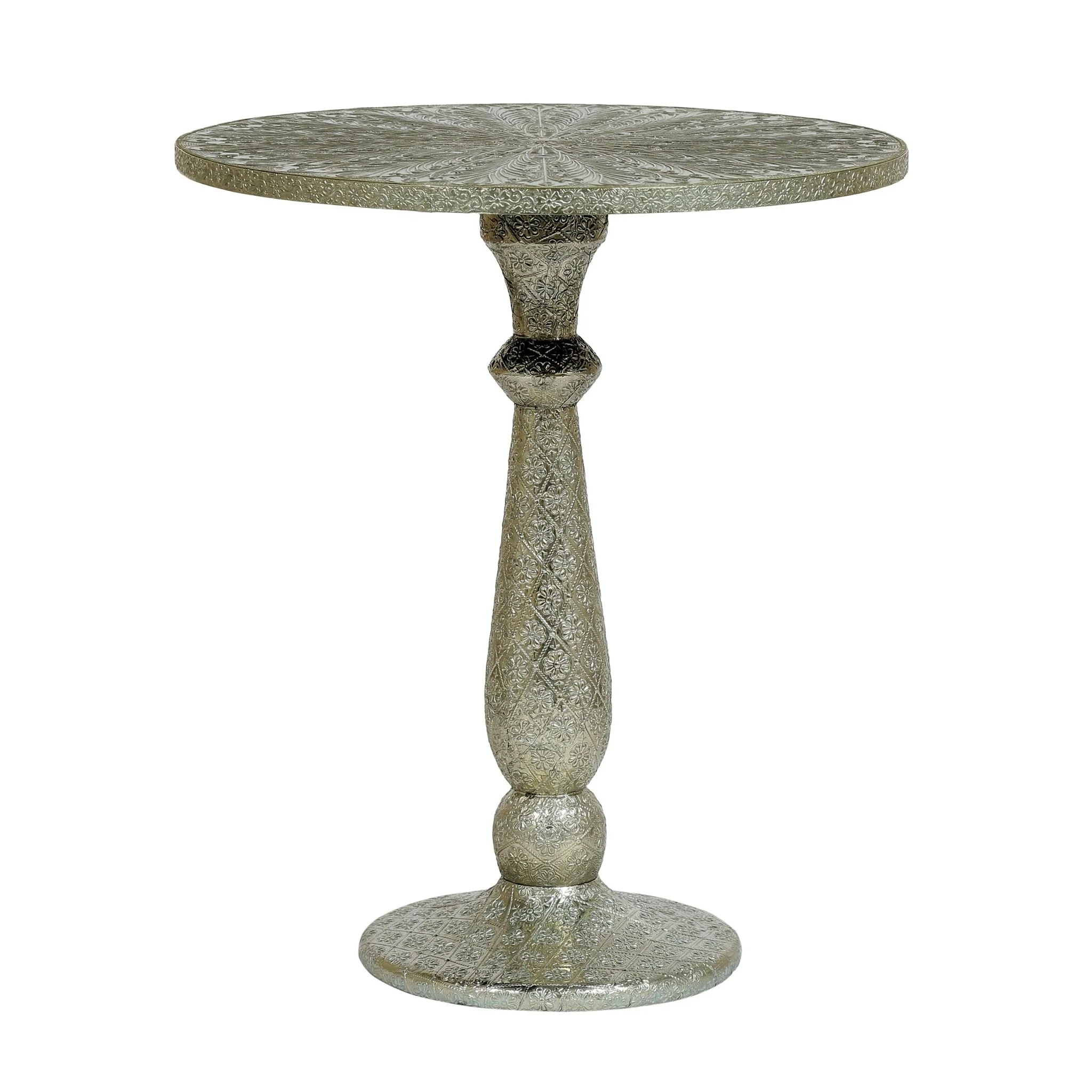 Accent Table with Iron Frame and Turned Base