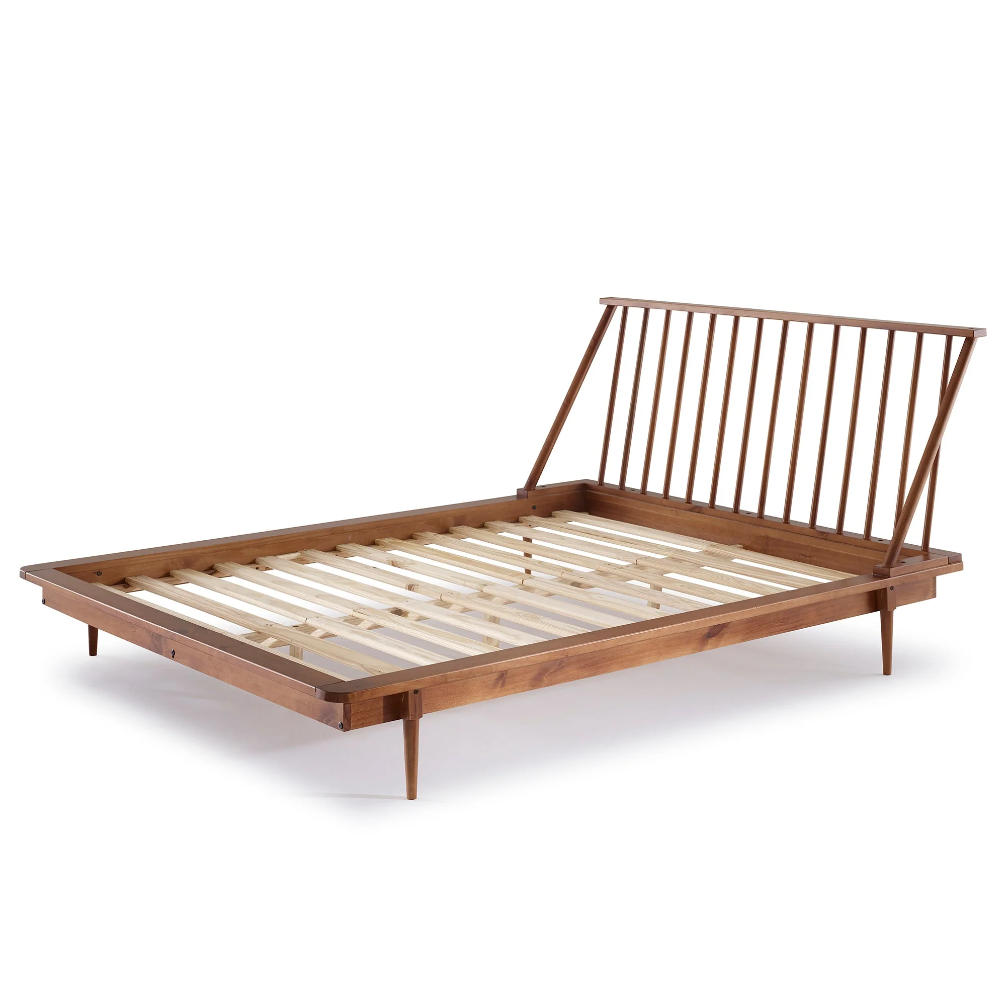 Meadow Solid Wood Queen Platform Bed Frame with Spindle Headboard
