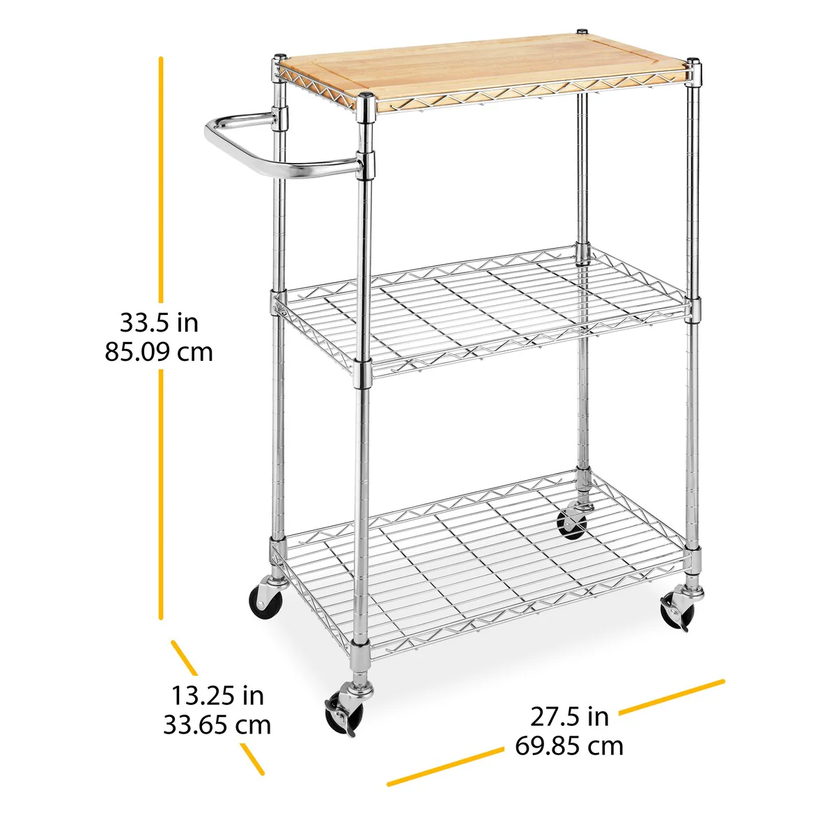 Whitmor Supreme Kitchen and Microwave Cart - Wood & Chrome