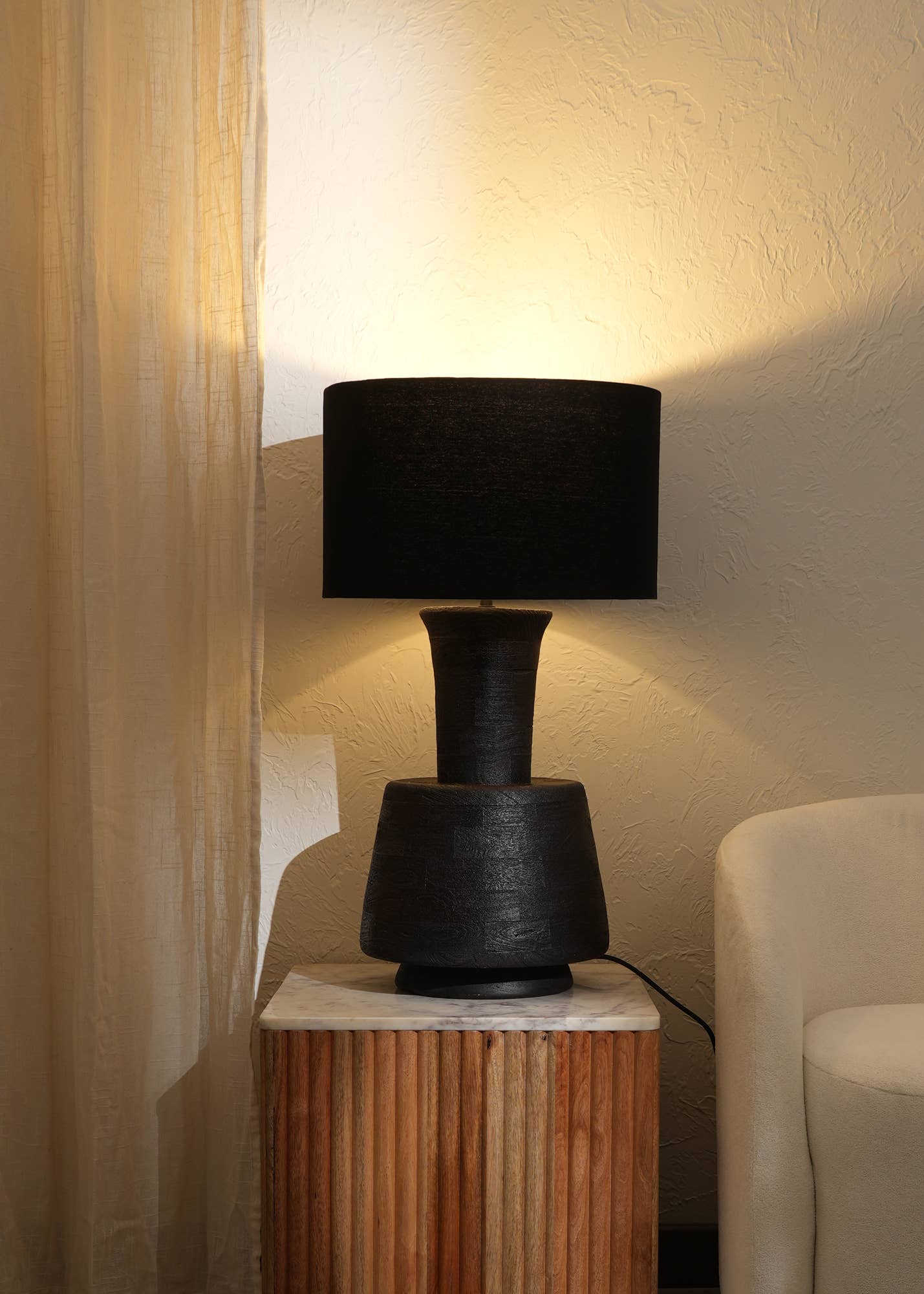 Decorative Table Lamp with Wooden Base