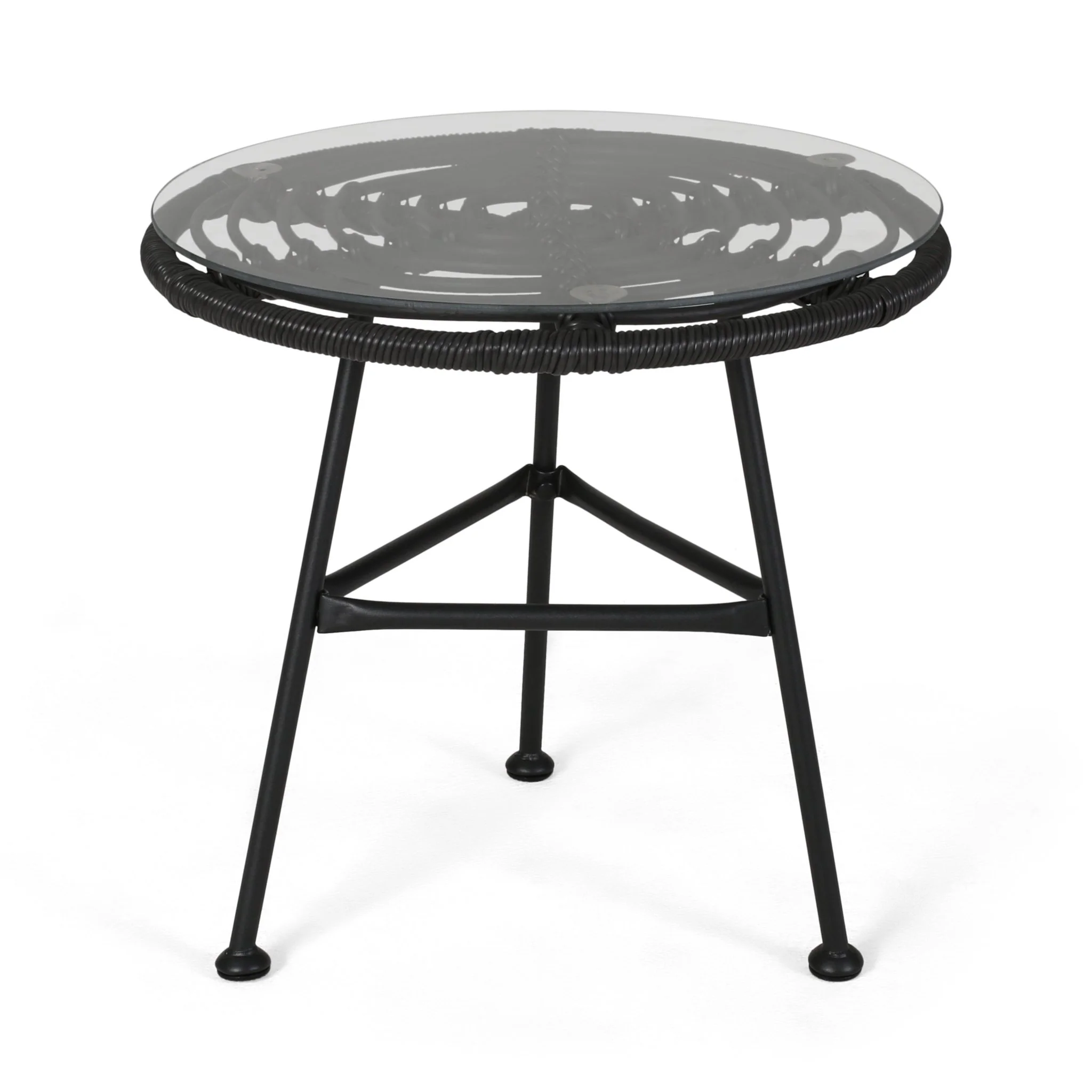 Petrichor Outdoor Rattan Table with Tempered Glass Top