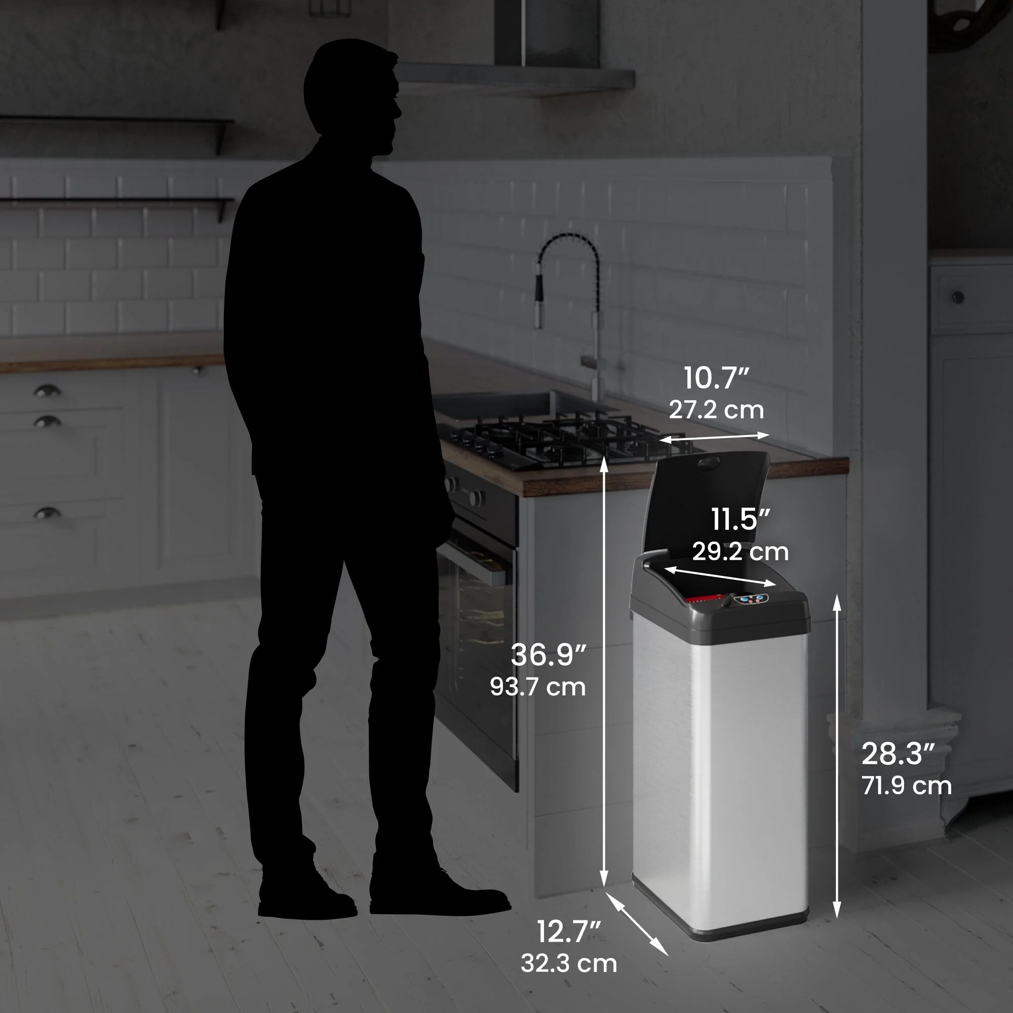 iTouchless 13 Gal Extra-Wide Stainless Steel Sensor Kitchen Trash Can