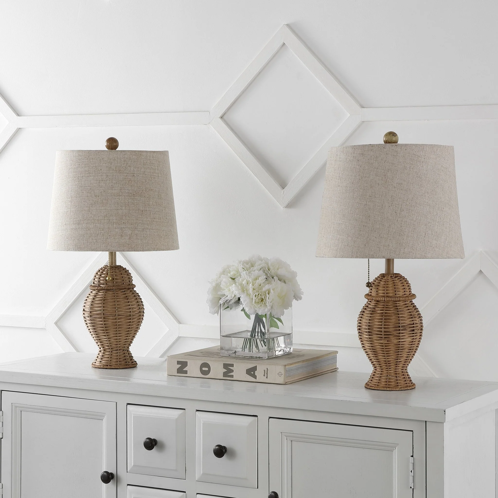 Margie Wicker Bohemian Rustic Iron LED Table Lamp