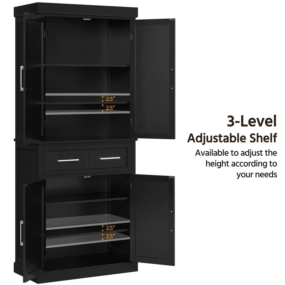 Yaheetech Wooden Kitchen Pantry Storage Cabinet with Doors and Shelves