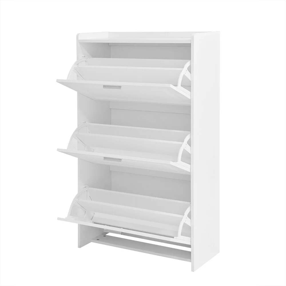 Free Standing Wood Shoe Storage Cabinet with 3 Flip Drawers