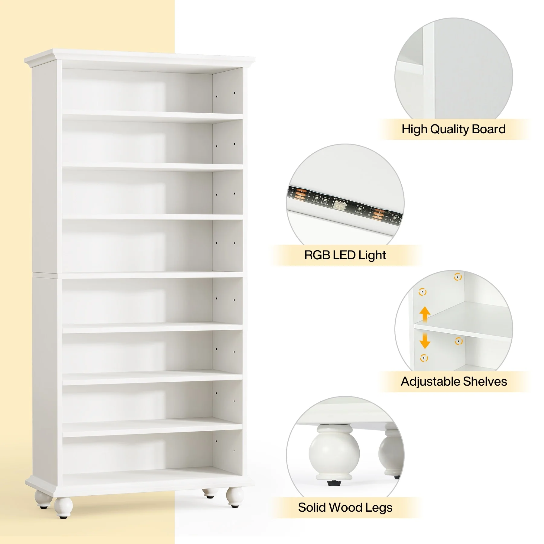 Narrow Tall Shoe Storage Cabinet with LED Lighting for Entryway - 9-Tier