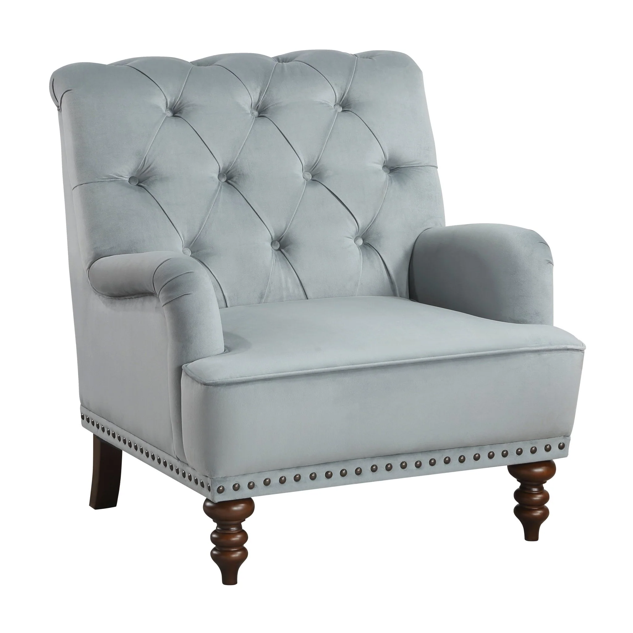 Luxurious Accent Chair with Upholstered Tufted and Nailhead Trim