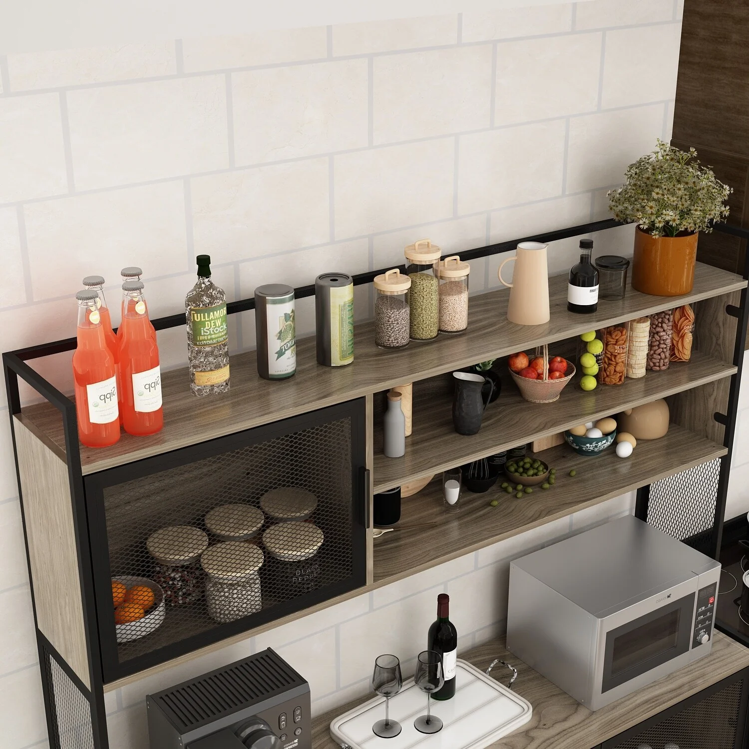 Large Buffet with Hutch,Kitchen Pantry Cupboard Sideboard