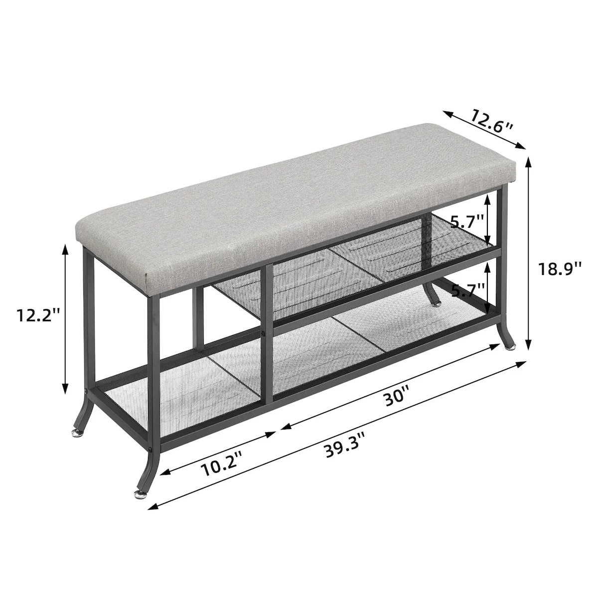 Shoe Bench, 2-Tier Rack for Entryway