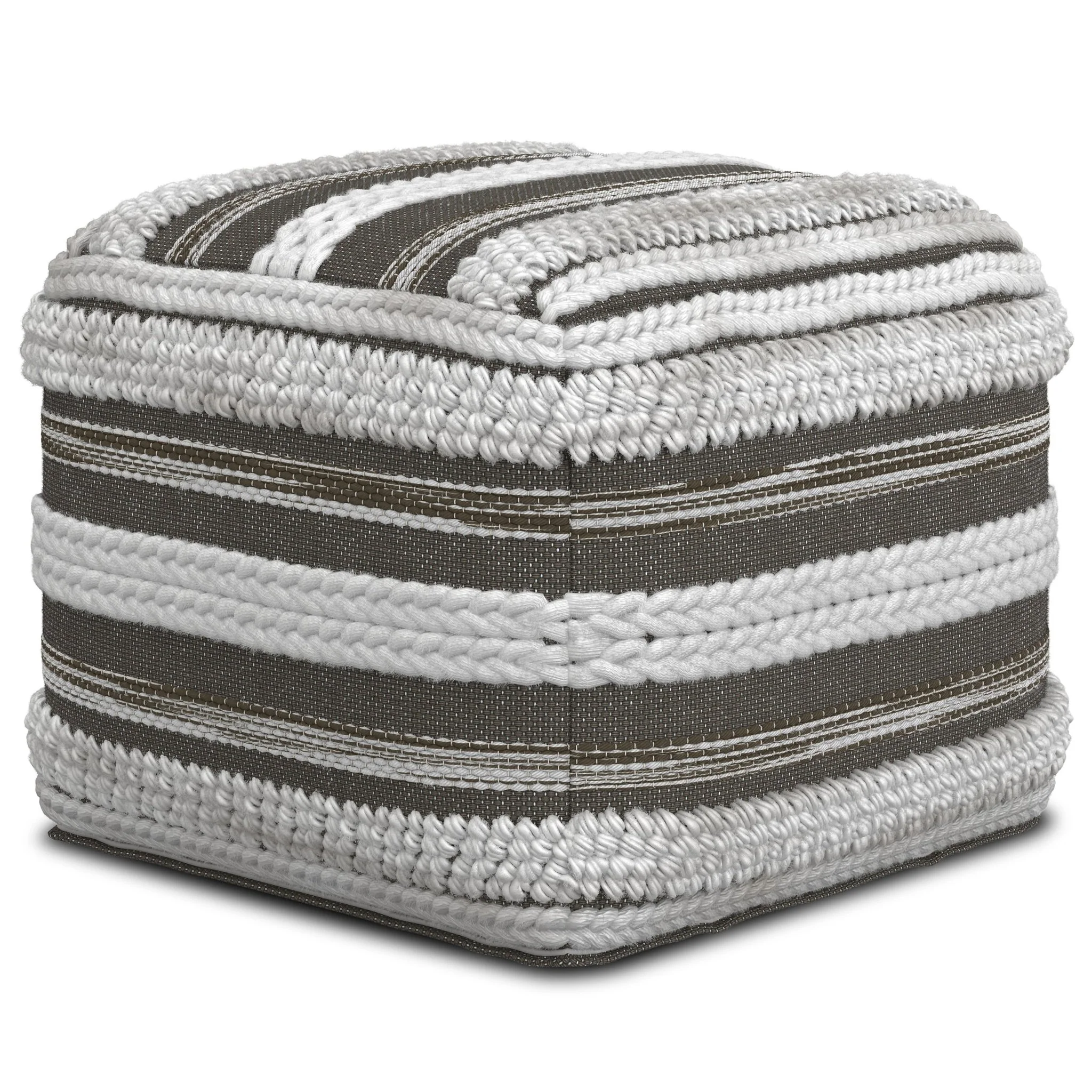 Zenarique Handcrafted Cotton Woven Pinstripe Pouf
