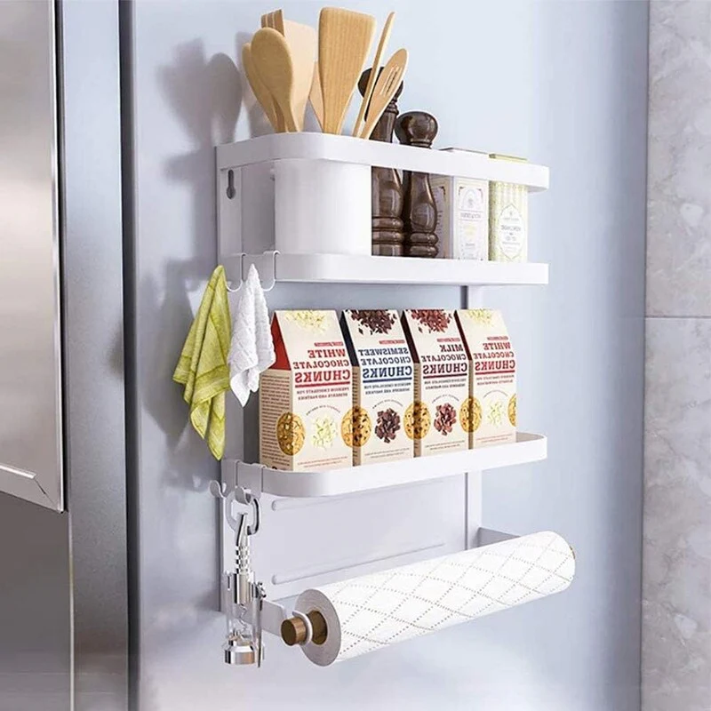 Magnetic Spice Rack for Refrigerator Magnetic Paper Towel Holder - 3.9