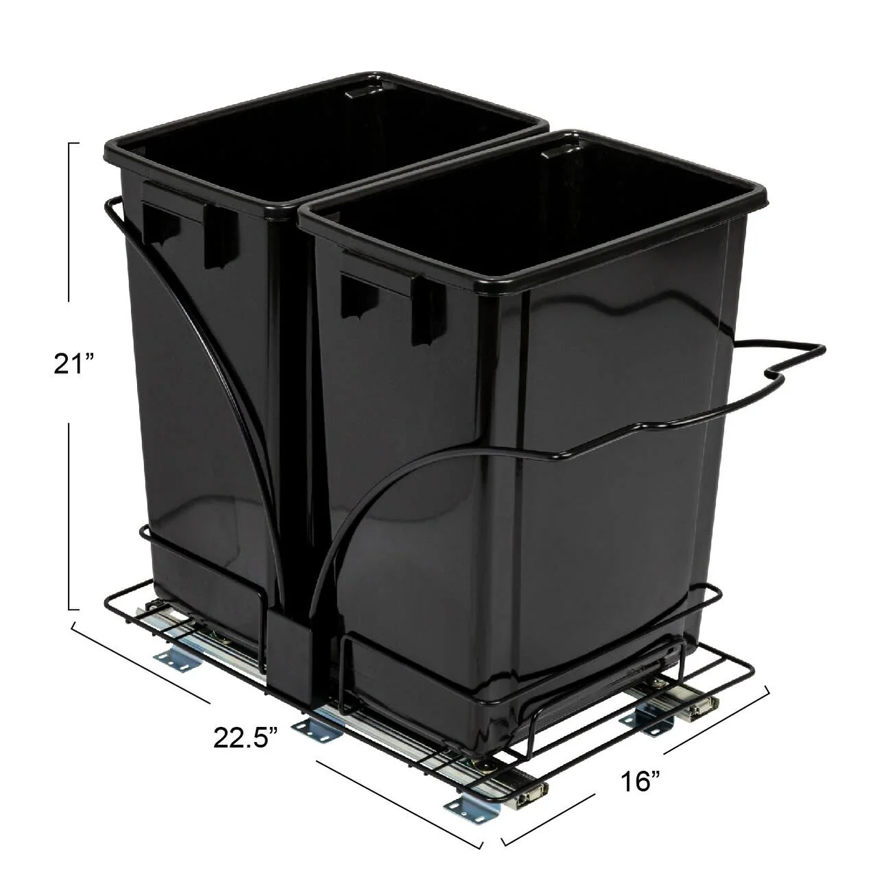 Household Essentials Chrome-Plated Steel Pull-Out/Slide-Out Double Trash Cans