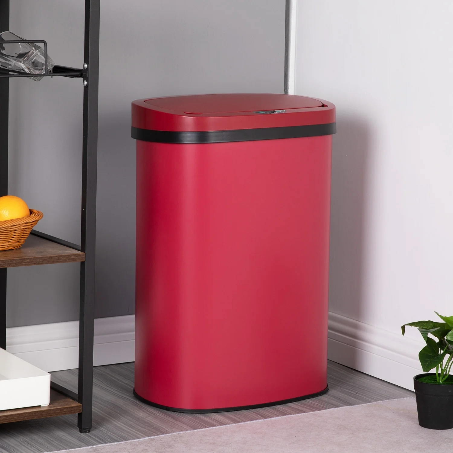 Motion Sensor 13 Gallon 50 Liter Stainless Steel Odorless Slim Trash Can by Furniture of America