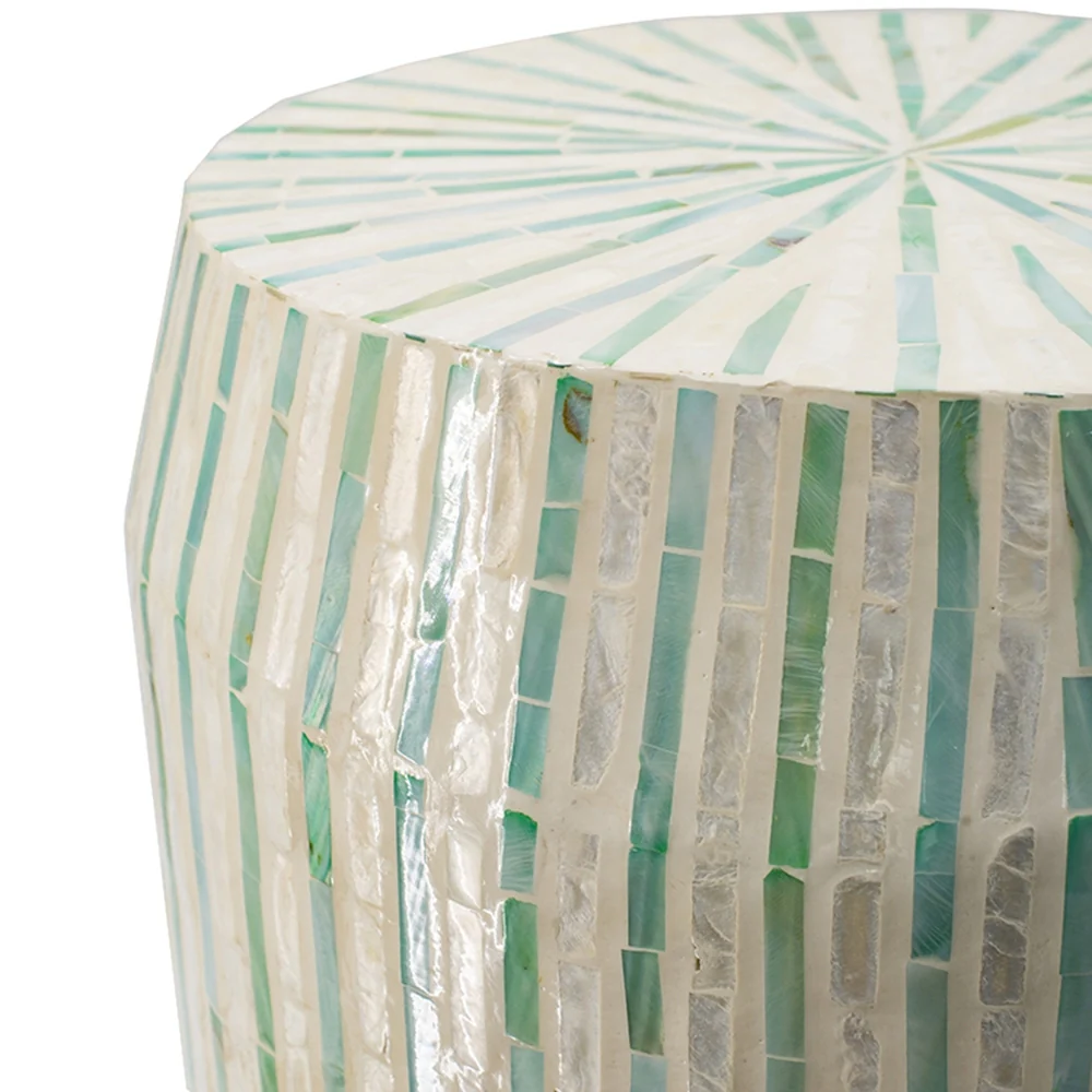 Cream and Green Drum Side Table