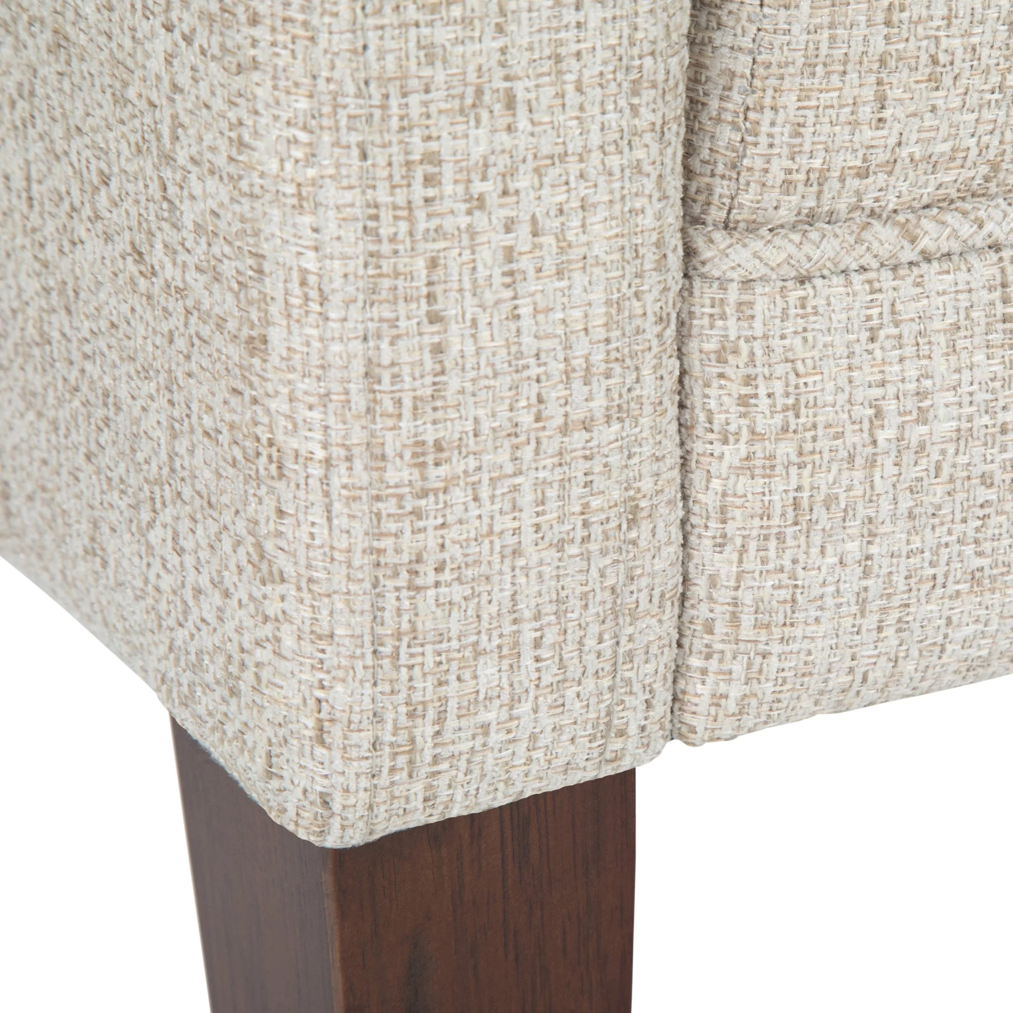 Upholstered Bench with Low Back and Swooped Arms