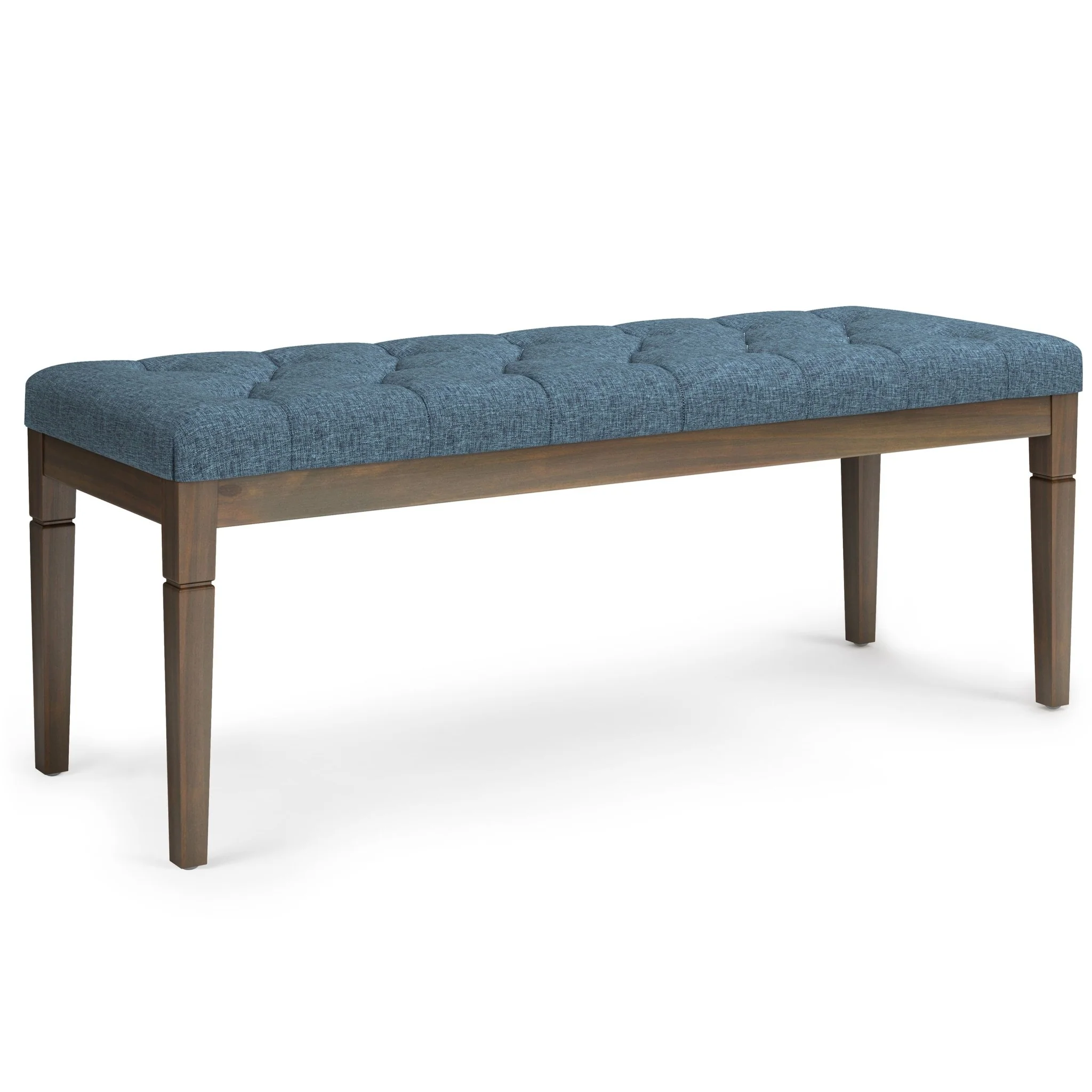 Hushed Upholstered Tufted Ottoman Bench with Carved Legs