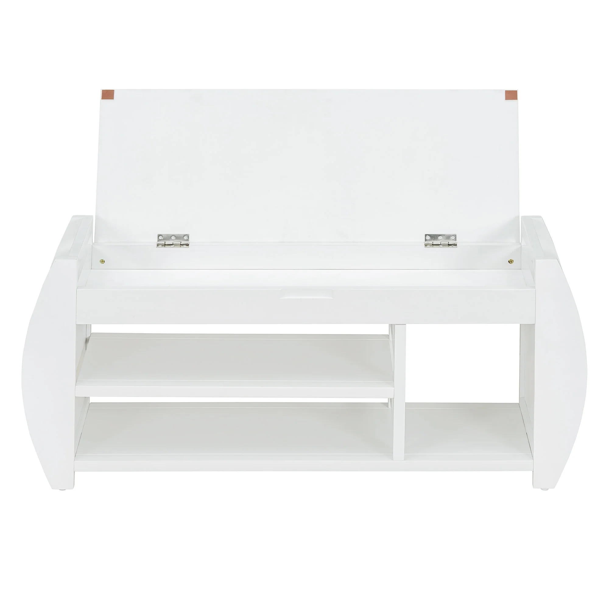 Shoe Storage Bench with Cushion and Curved Side