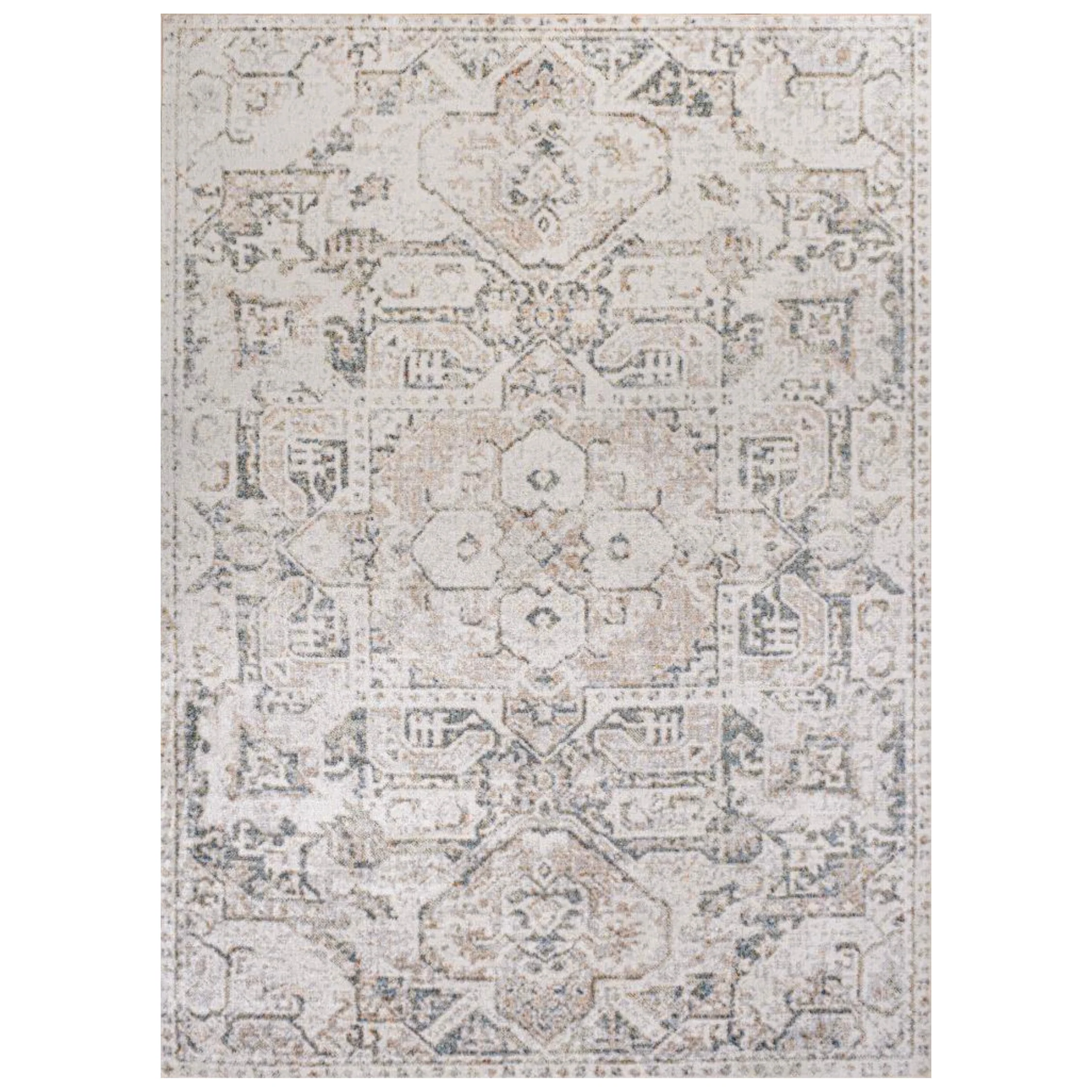 Edith Distressed Medallion Low-Pile Machine-Washable Area Rug