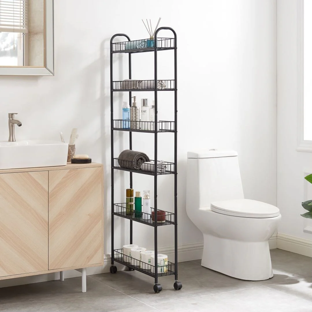 6-Tier Rolling Cart Gap Kitchen Slim Slide Out Storage Tower Rack with Wheels