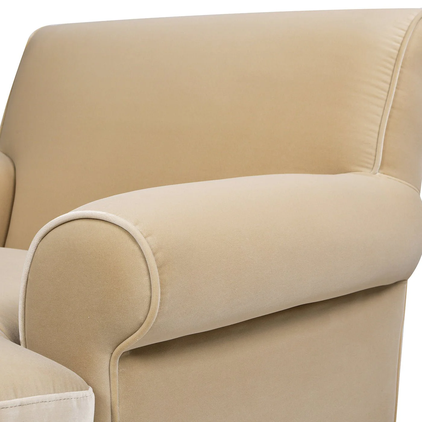 Cobaltex Upholstered Arm Chair with Metal Casters and Rolled Arms