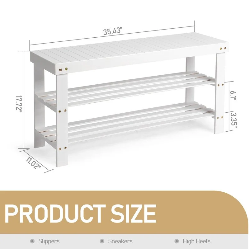 3-Tier Shoe Rack Bench Shoe Storage Organizer Holds Up to 240 lbs
