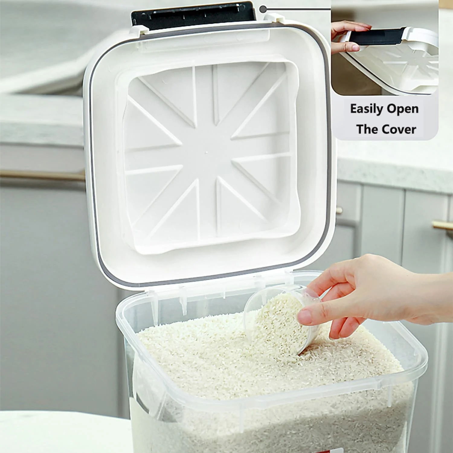HANAMYA Rice Storage Container with Measuring Cup