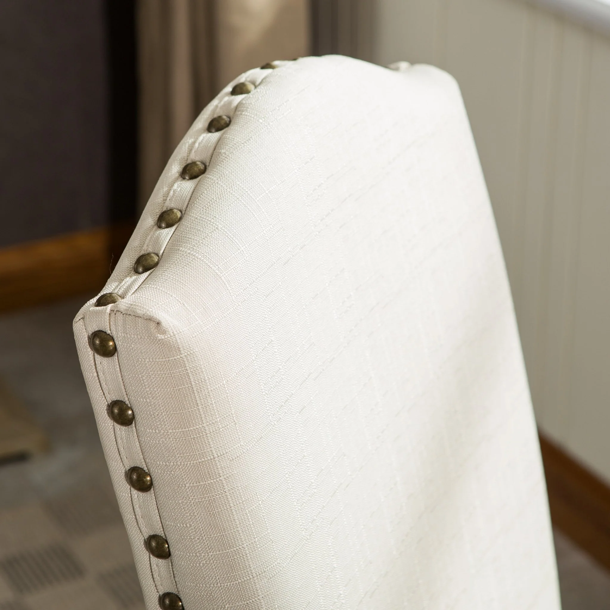 Wolen Upholstered Dining Chair with Nailhead Trim and High Back, Set of 2