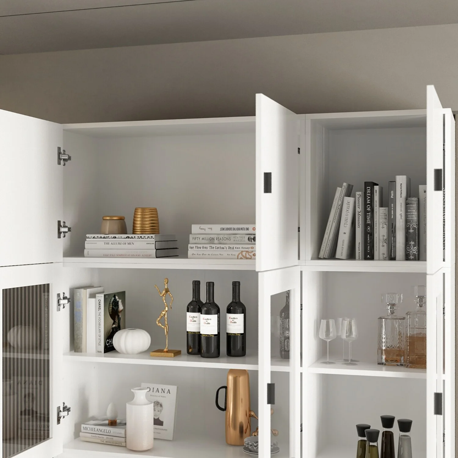 Combined BookShelves Kitchen Cabinet Display Cabinet Pantry Bookcase