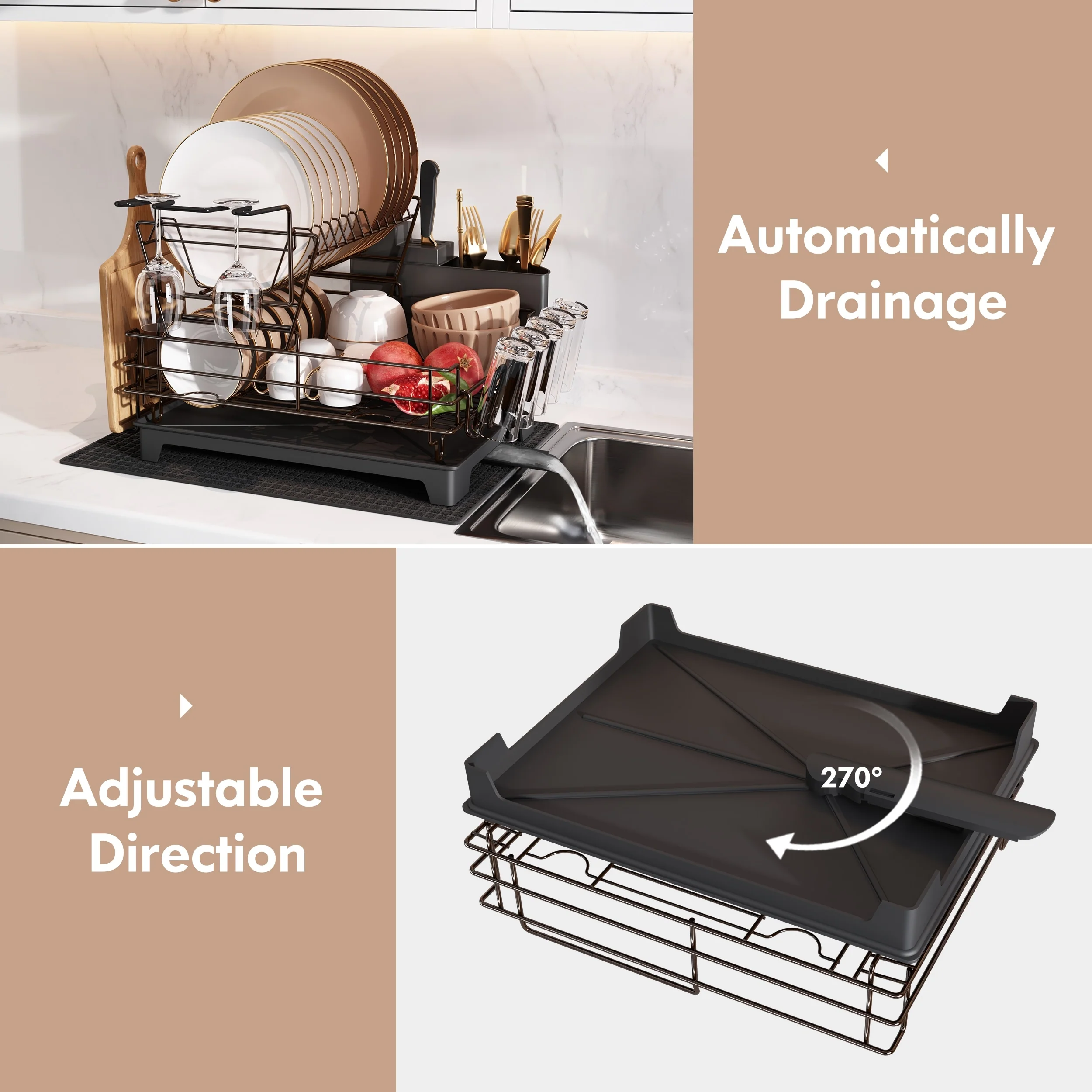 JASIWAY 2 Tier Kitchen Stainless Steel Dish Rack