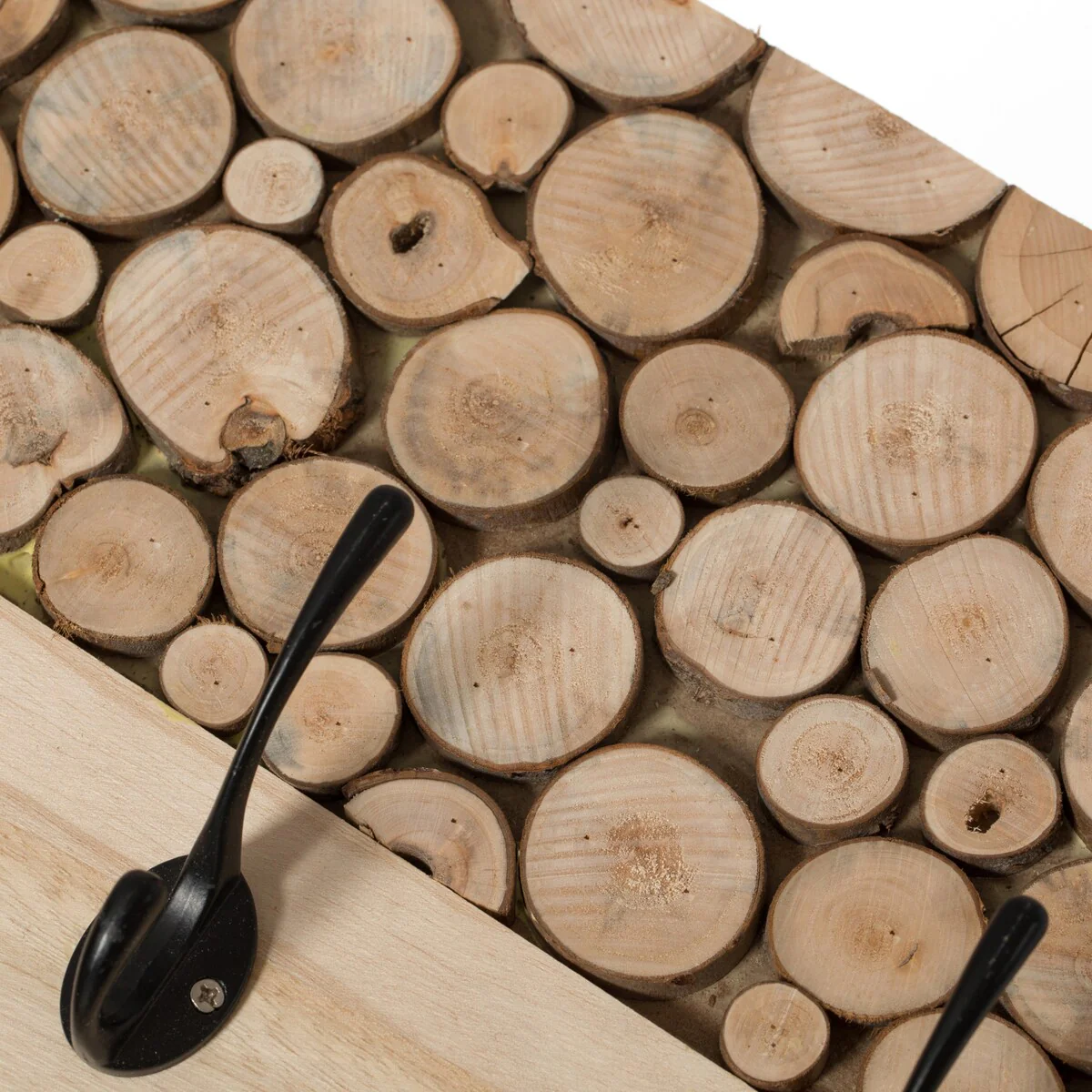 Natural Wood Hook Rack with Five Hooks for Entryway, Office, Bedroom, and Playroom