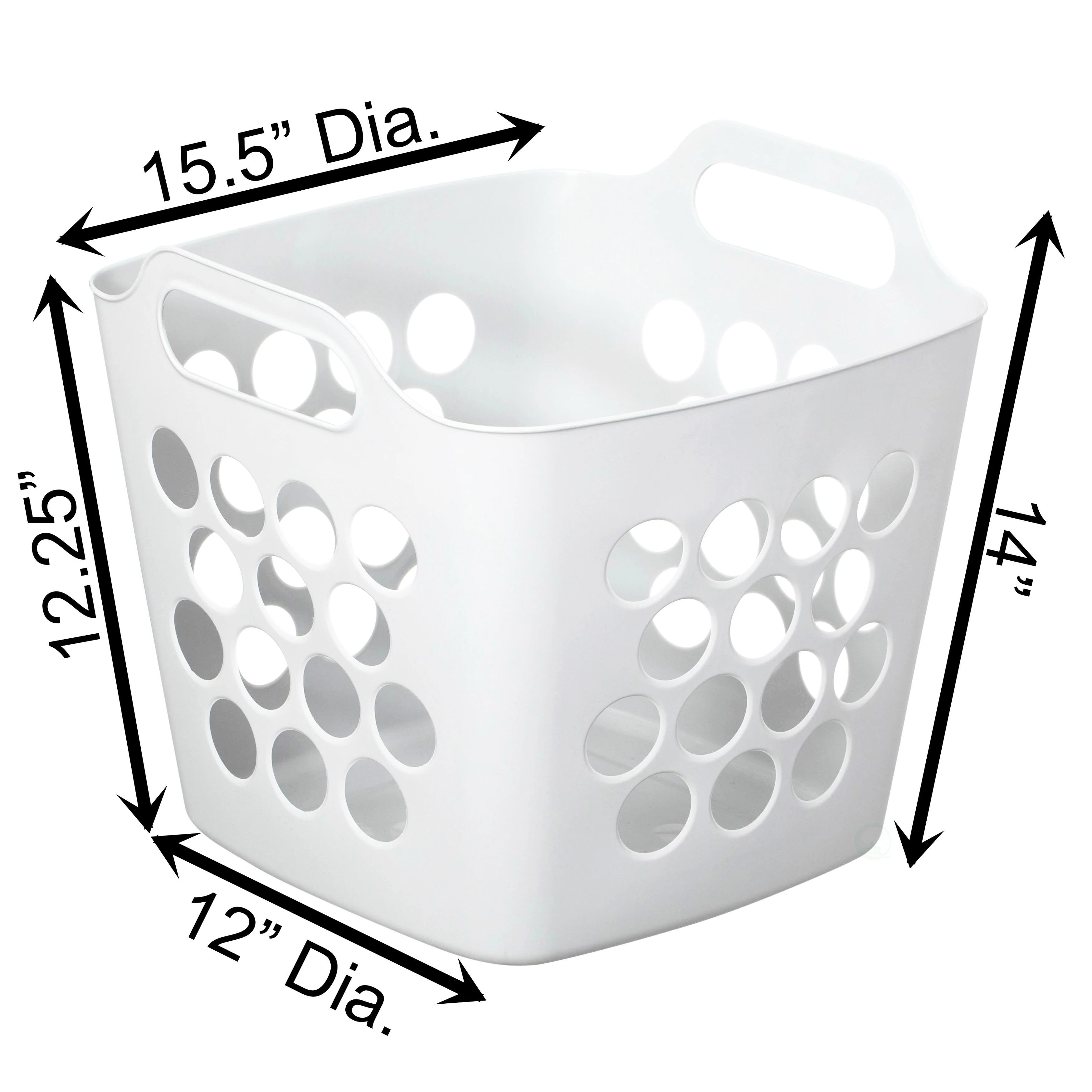 Flexible Plastic Laundry Basket - Square Storage Hamper with Side Handles for Easy Carrying - 28 Litter